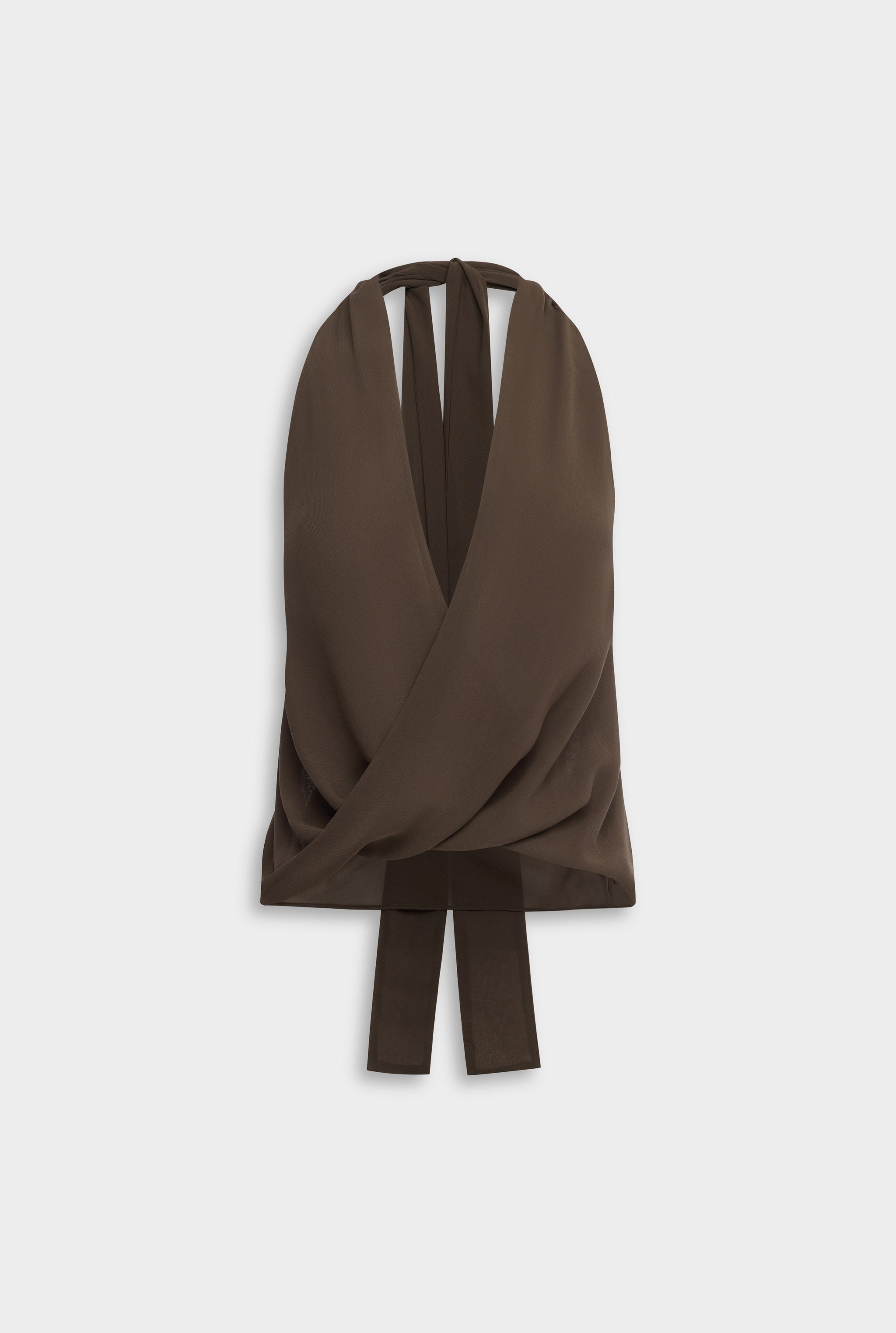 Venroy Silk Twist Plunge Top - Chocolate