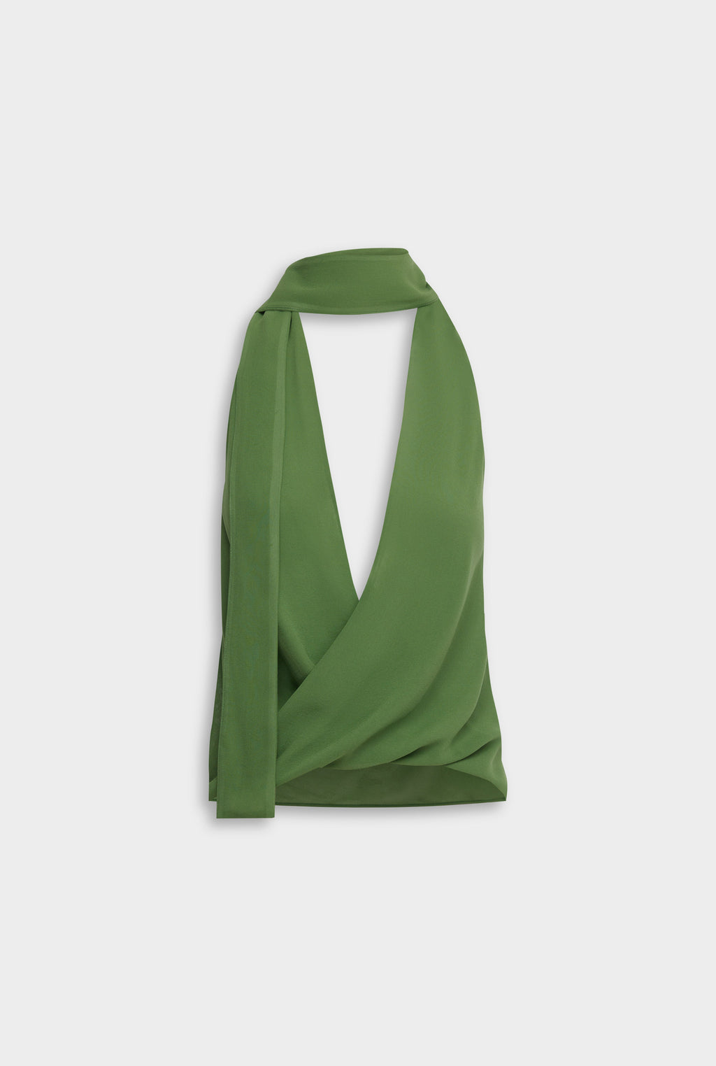 Venroy Silk Twist Plunge Top - Ivy Green