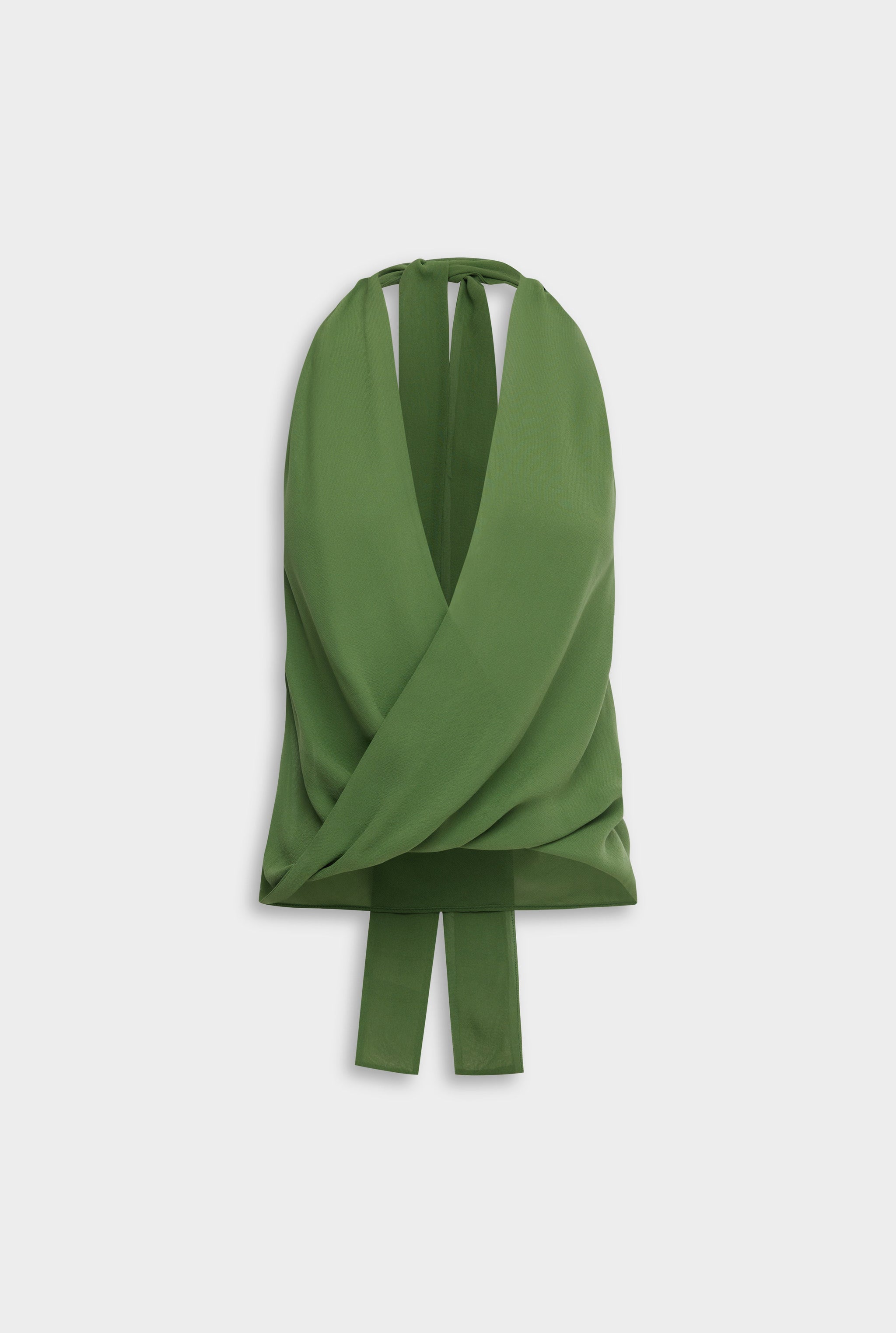 Venroy Silk Twist Plunge Top - Ivy Green