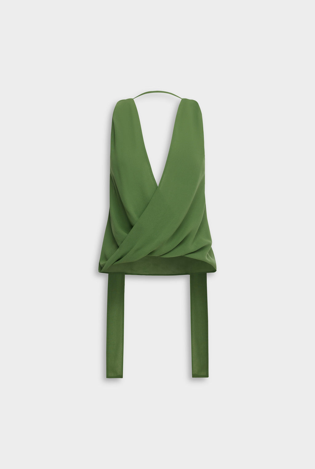 Venroy Silk Twist Plunge Top - Ivy Green