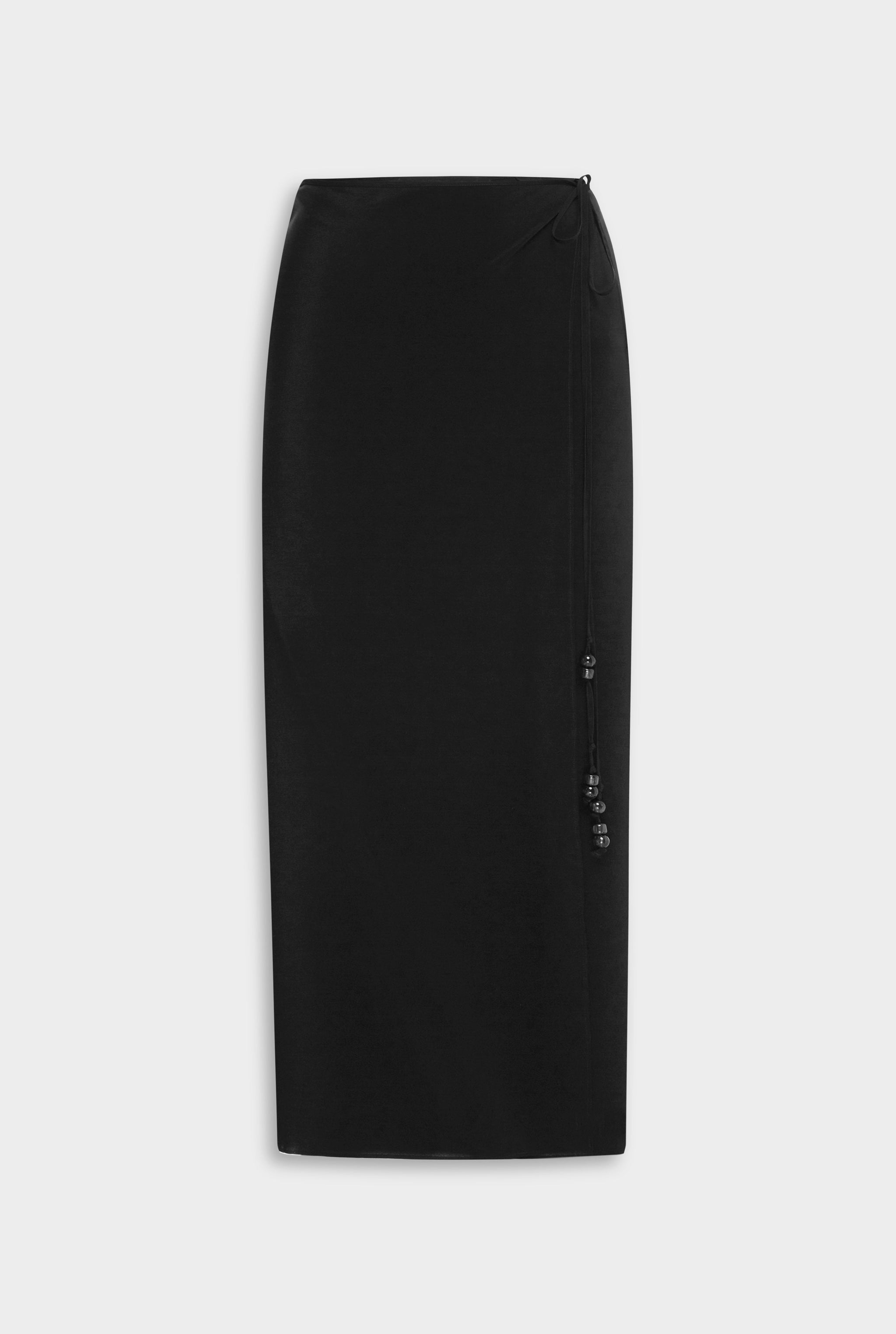 Venroy Silk Wrap Skirt - Black