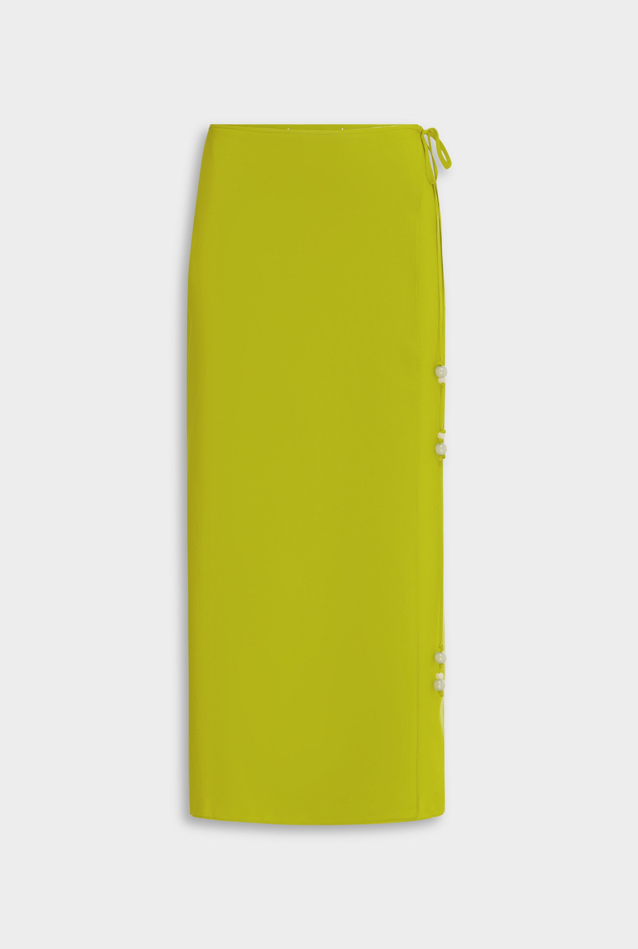 Venroy Silk Wrap Skirt - Chartreuse