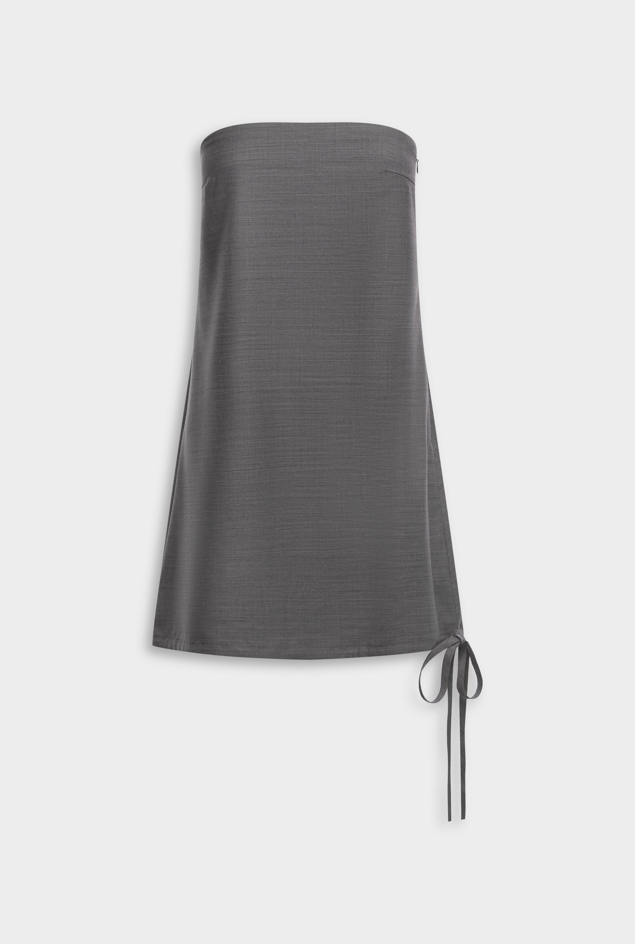 Strapless Wool Mini Dress - Charcoal Marl