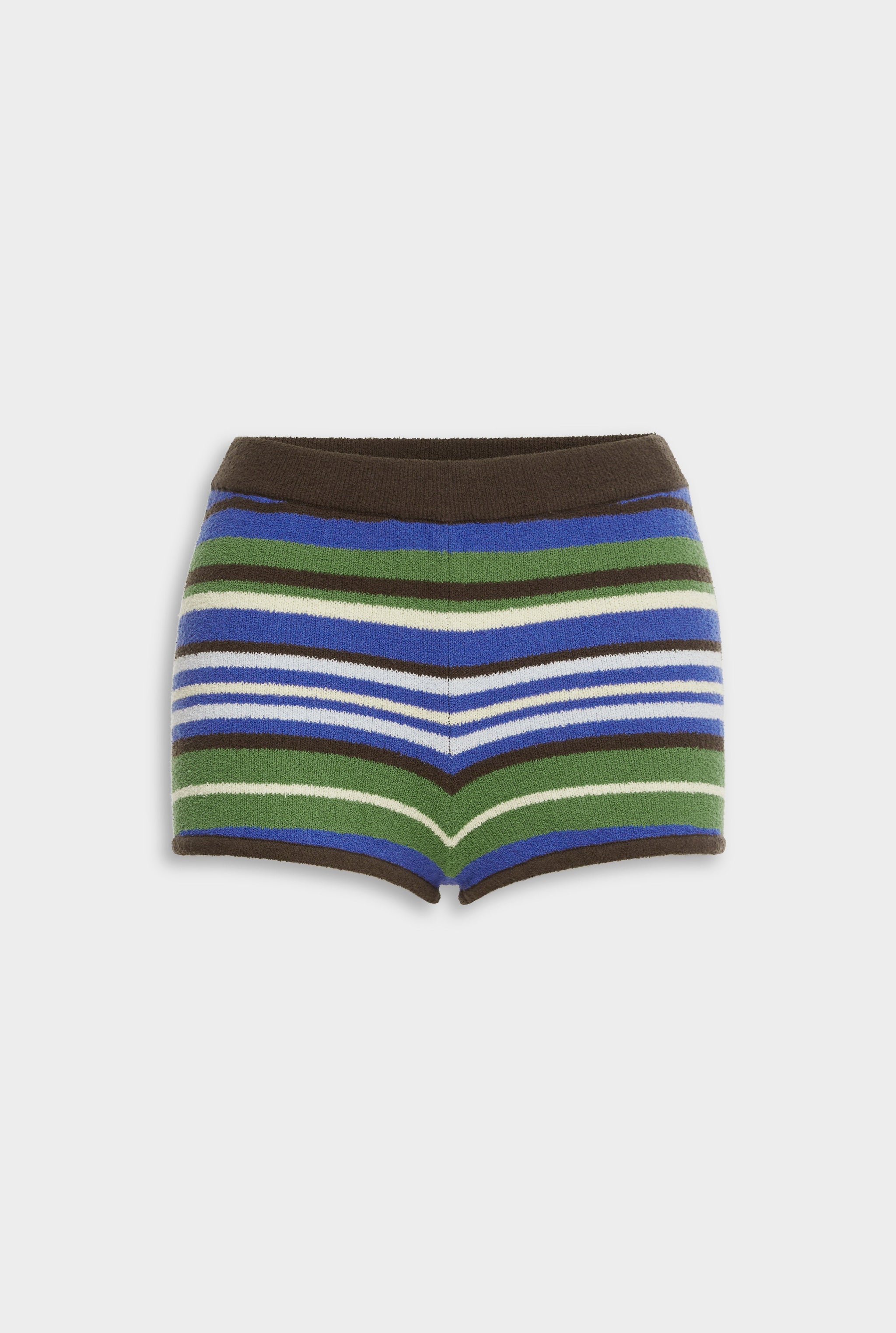 Venroy Striped Terry Knit Short - Brown/Blue/Green Stripe