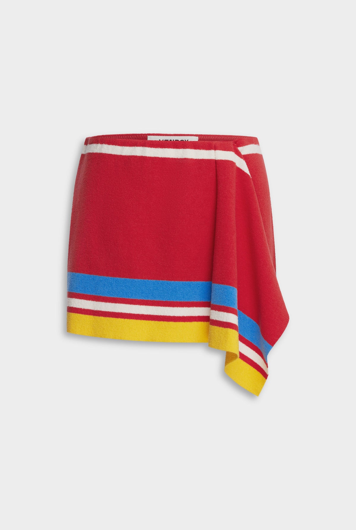 Terry Knit Mini Sarong Skirt - Catalan Red/Cobalt Stripe [[AU_MEDIA:gid://shopify/MediaImage/27754615046231]]