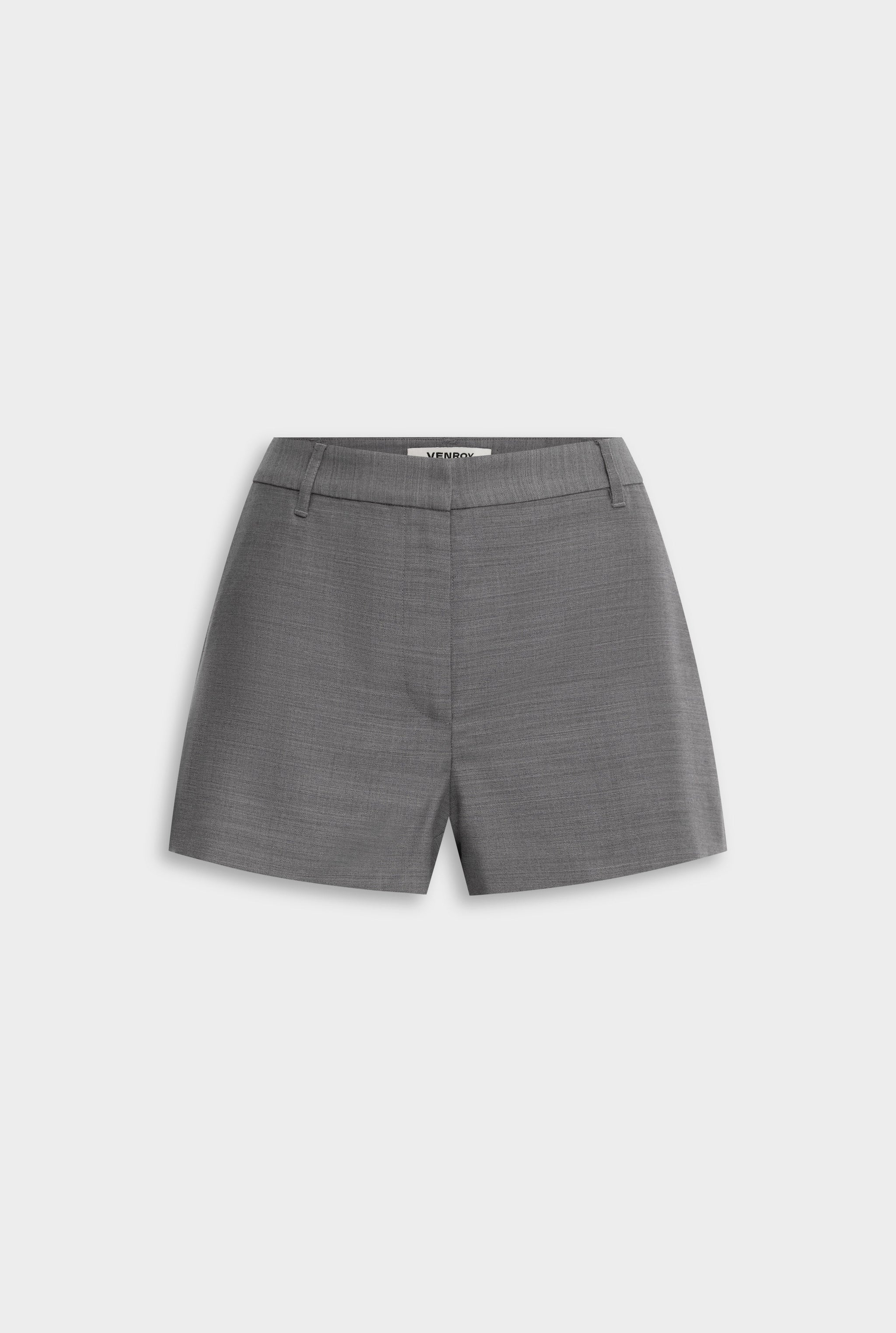 Wool Tailored Mini Short - Charcoal Marl