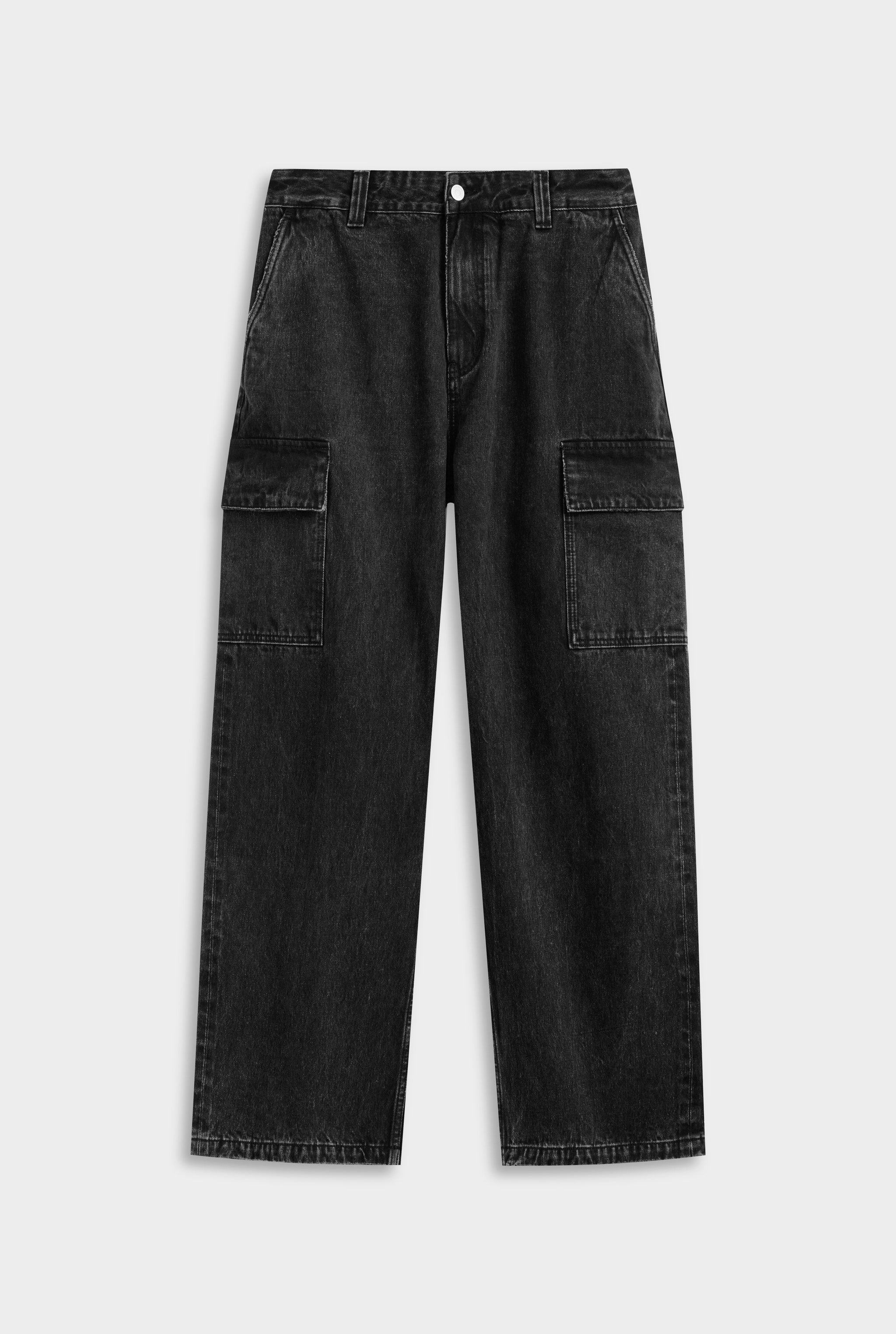 Baggy Denim Cargo - Washed Black