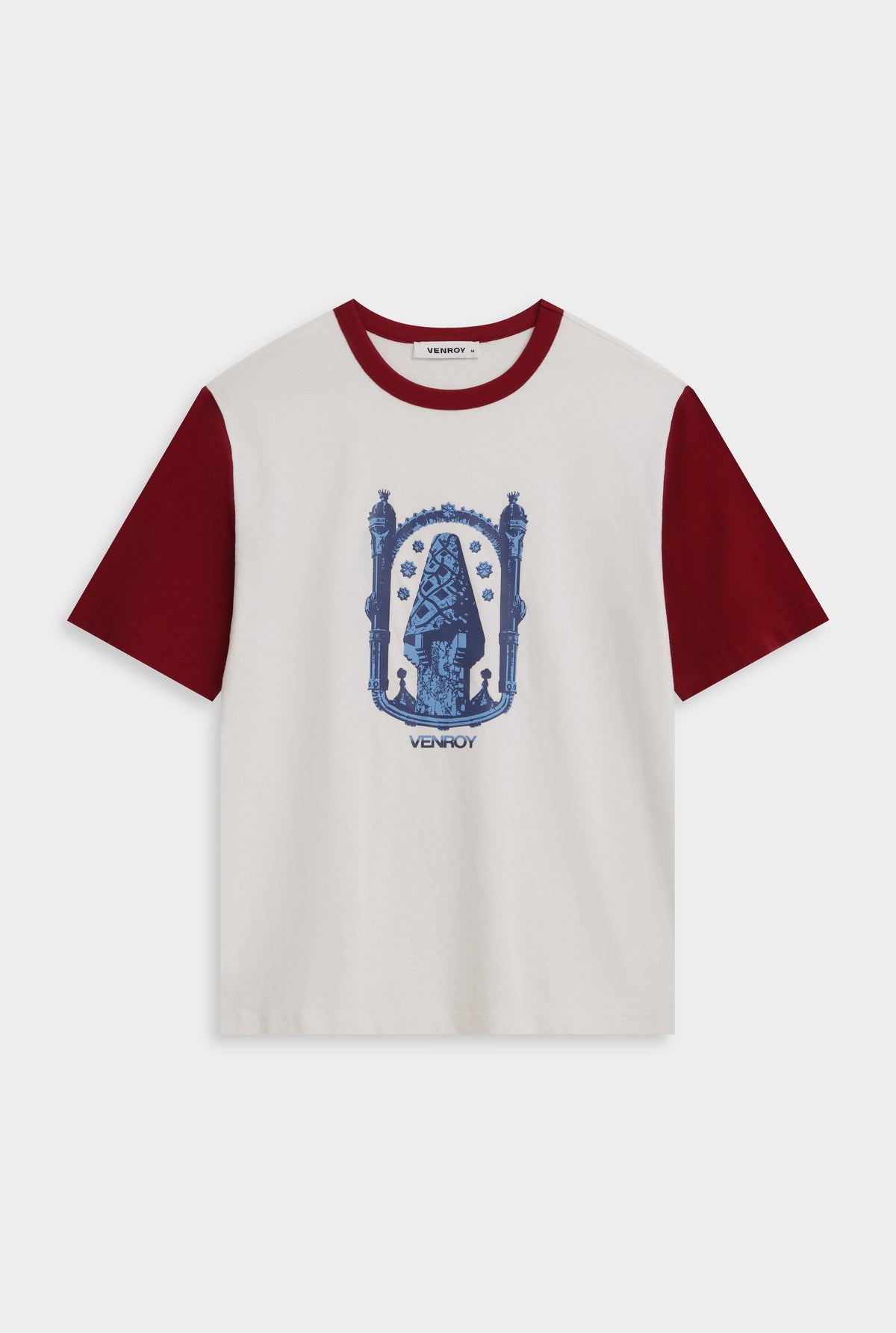 Contrast Cotton Linen Tee - White/Sangria [[AU_MEDIA:gid://shopify/MediaImage/27957756330071]]