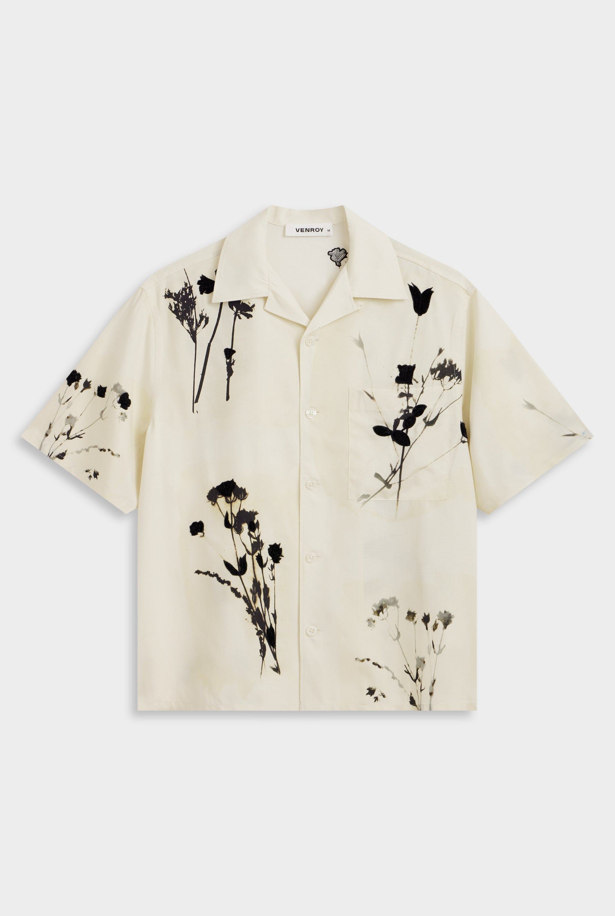 Embroidered Fuji Silk Camp Collar Shirt - Marseille Dried Floral