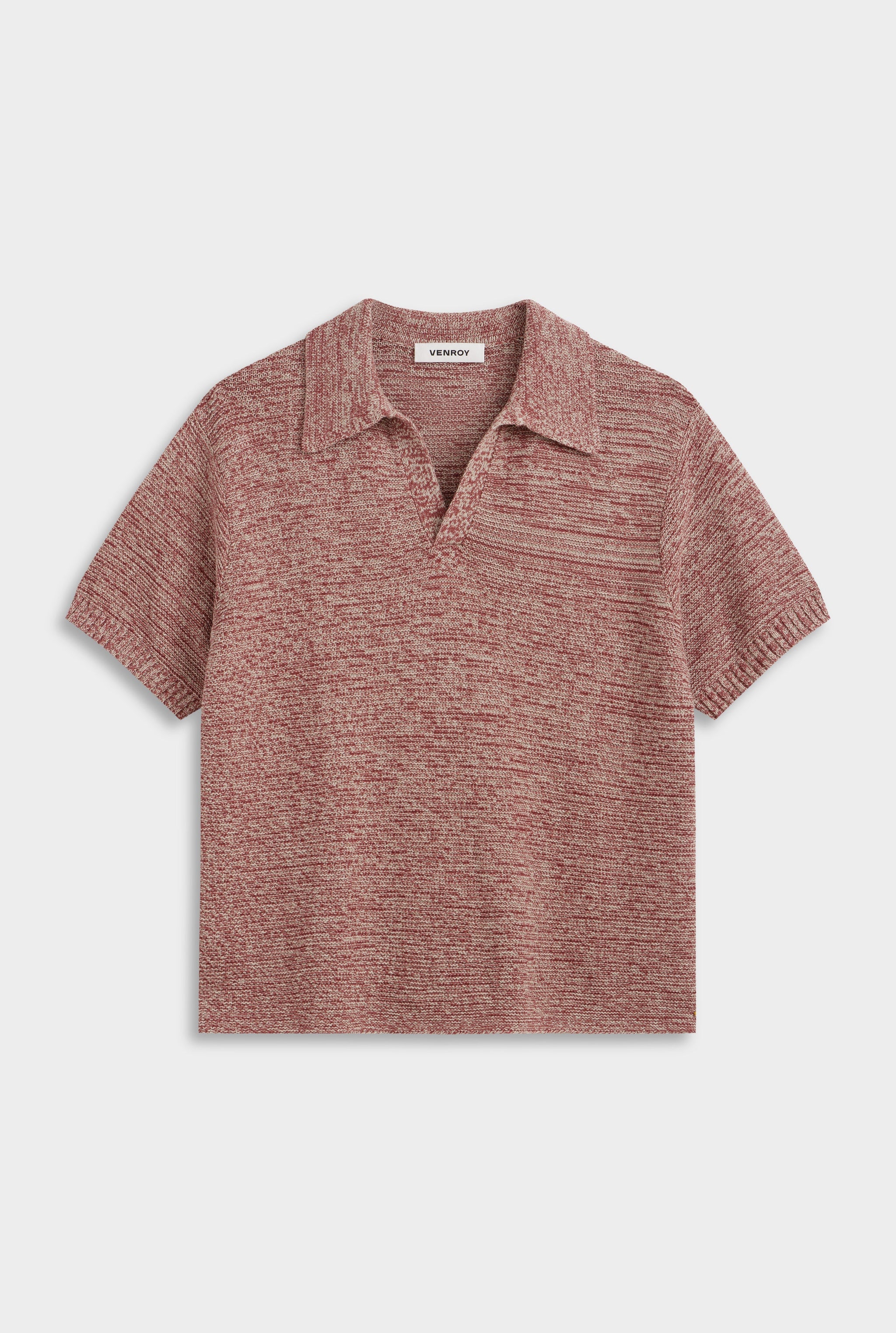 Marled Cotton Linen Polo - Burnt Red/Linen