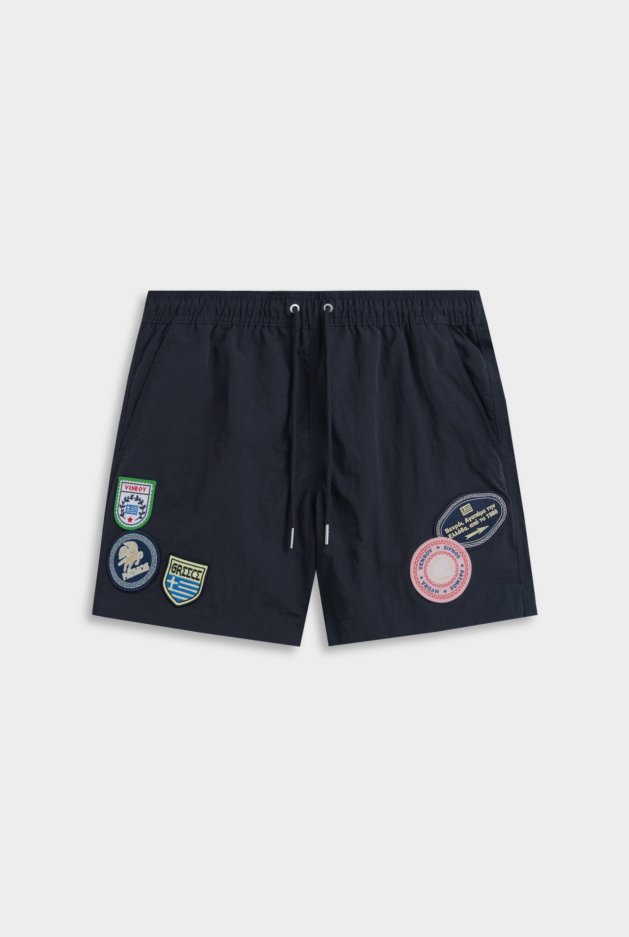 Nylon Solid Swim Short - Navy/Travel Patch