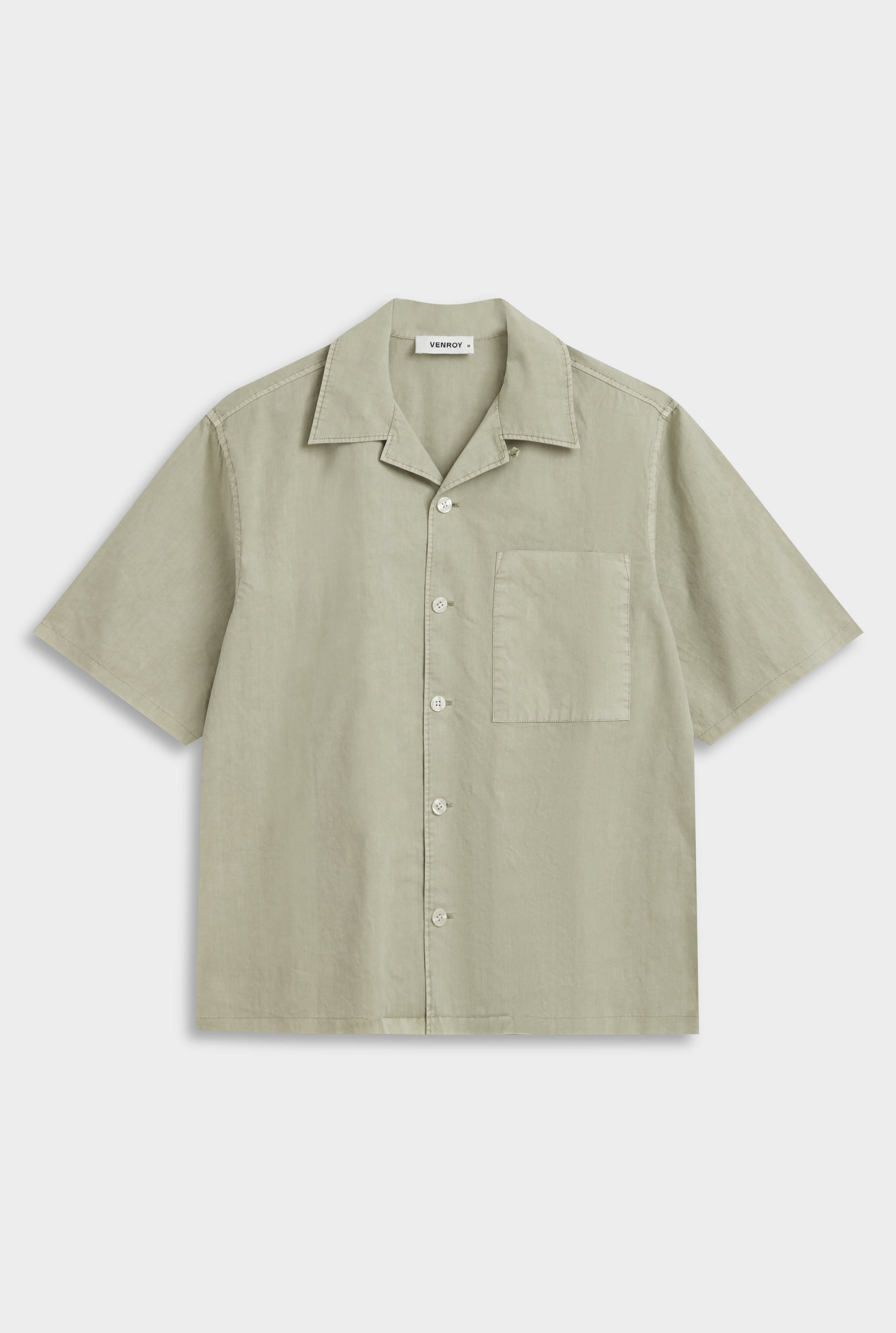Oversized Raw Hem Cotton Shirt - Washed Sage