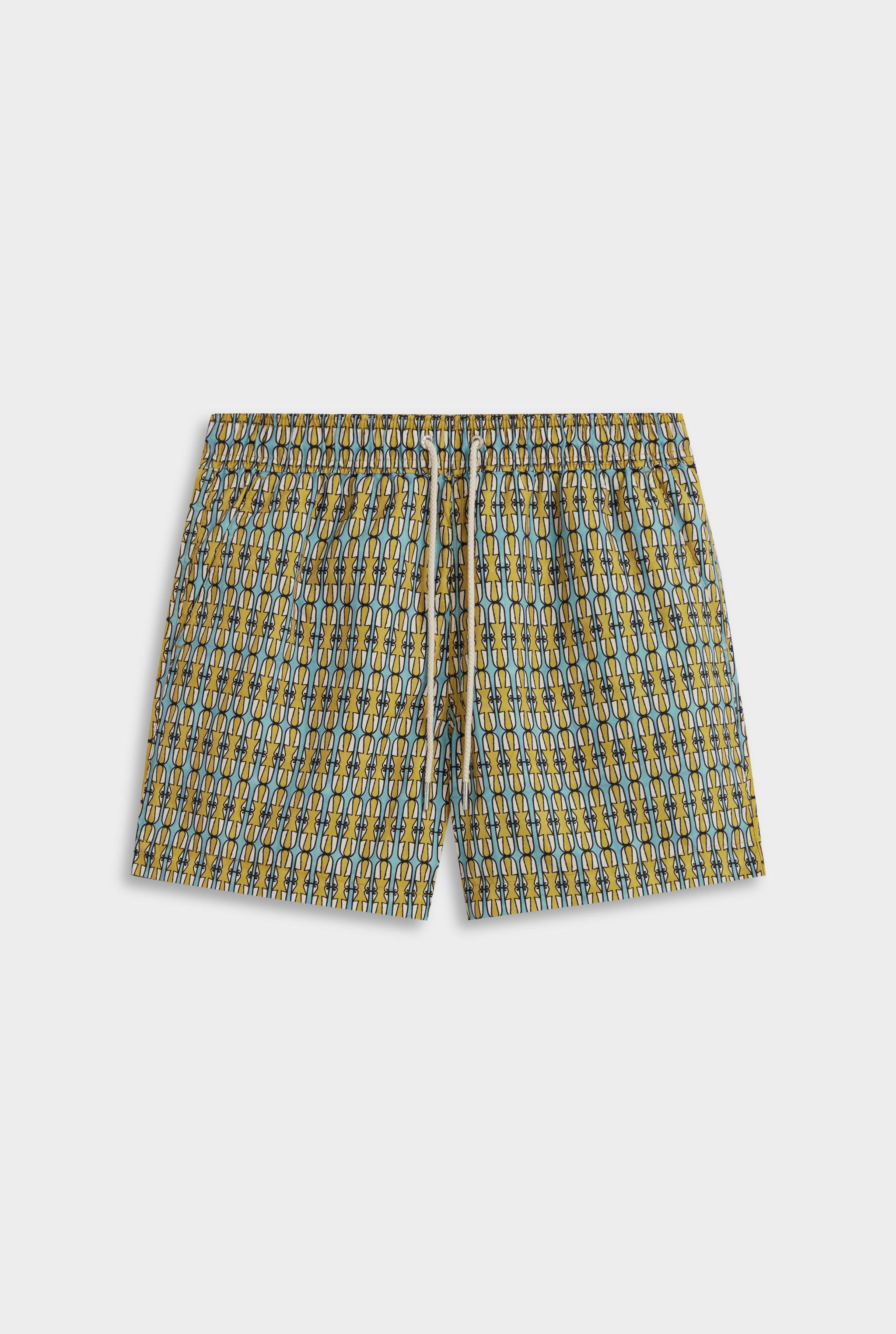 Printed Swim Short - Blue/Golden Geo