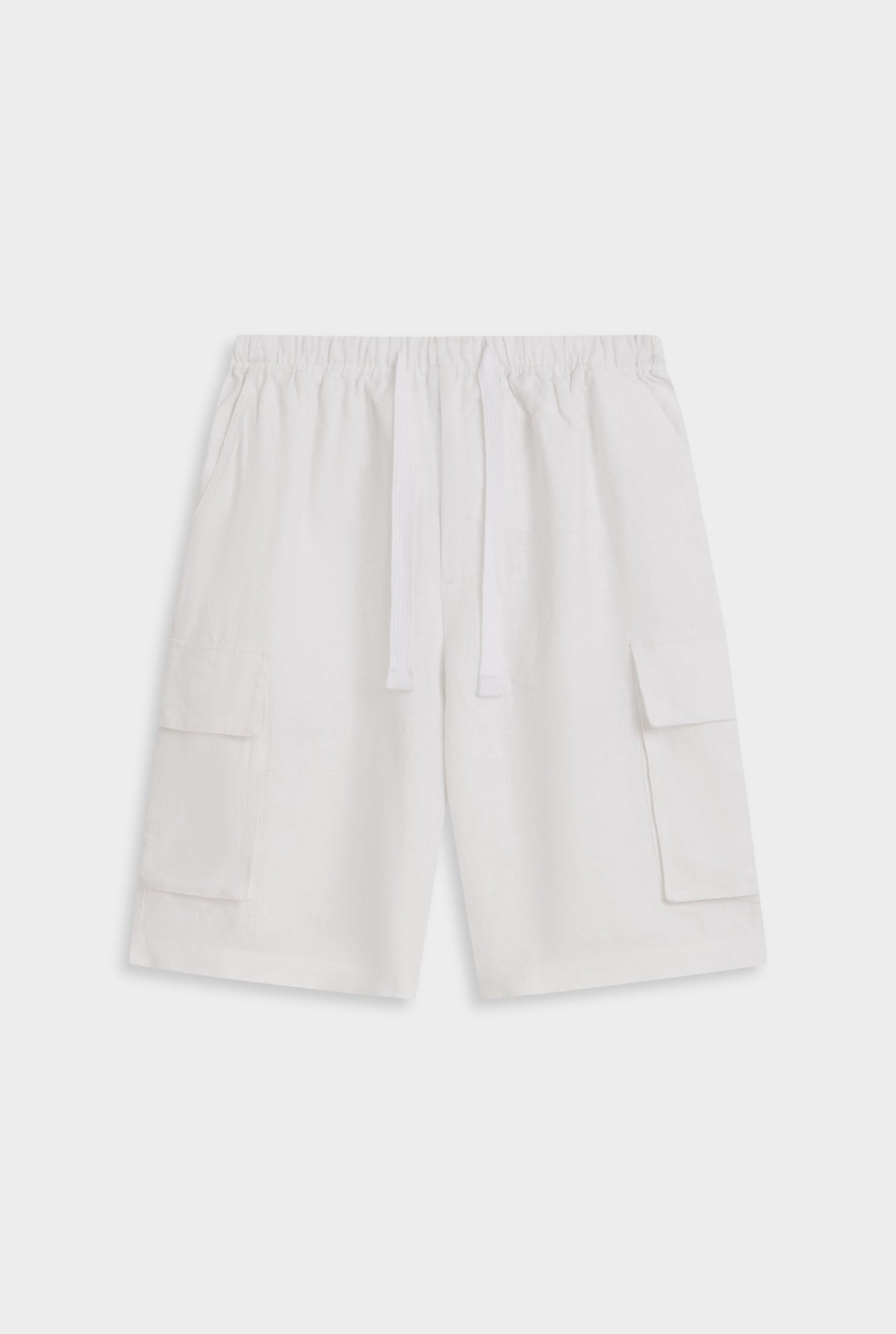 Relaxed Linen Cargo Short - White [[AU_MEDIA:gid://shopify/MediaImage/27957740765271]]