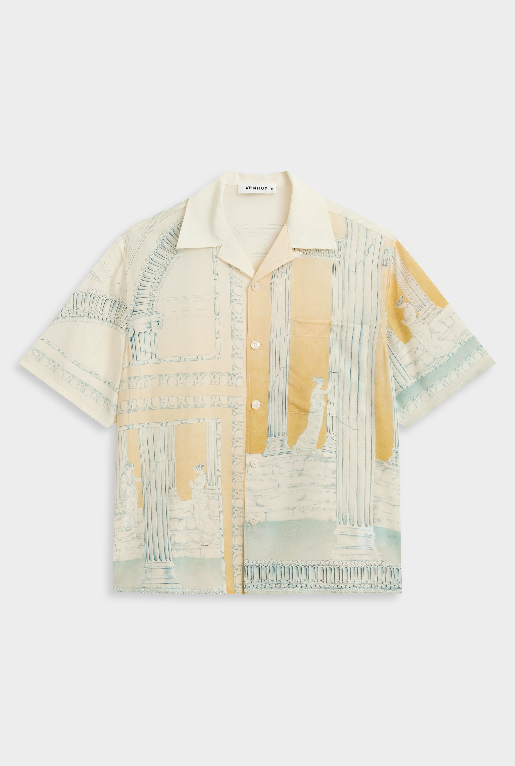 Short Sleeve Silk Camp Collar Shirt - Ancient Greek Orange Sunset