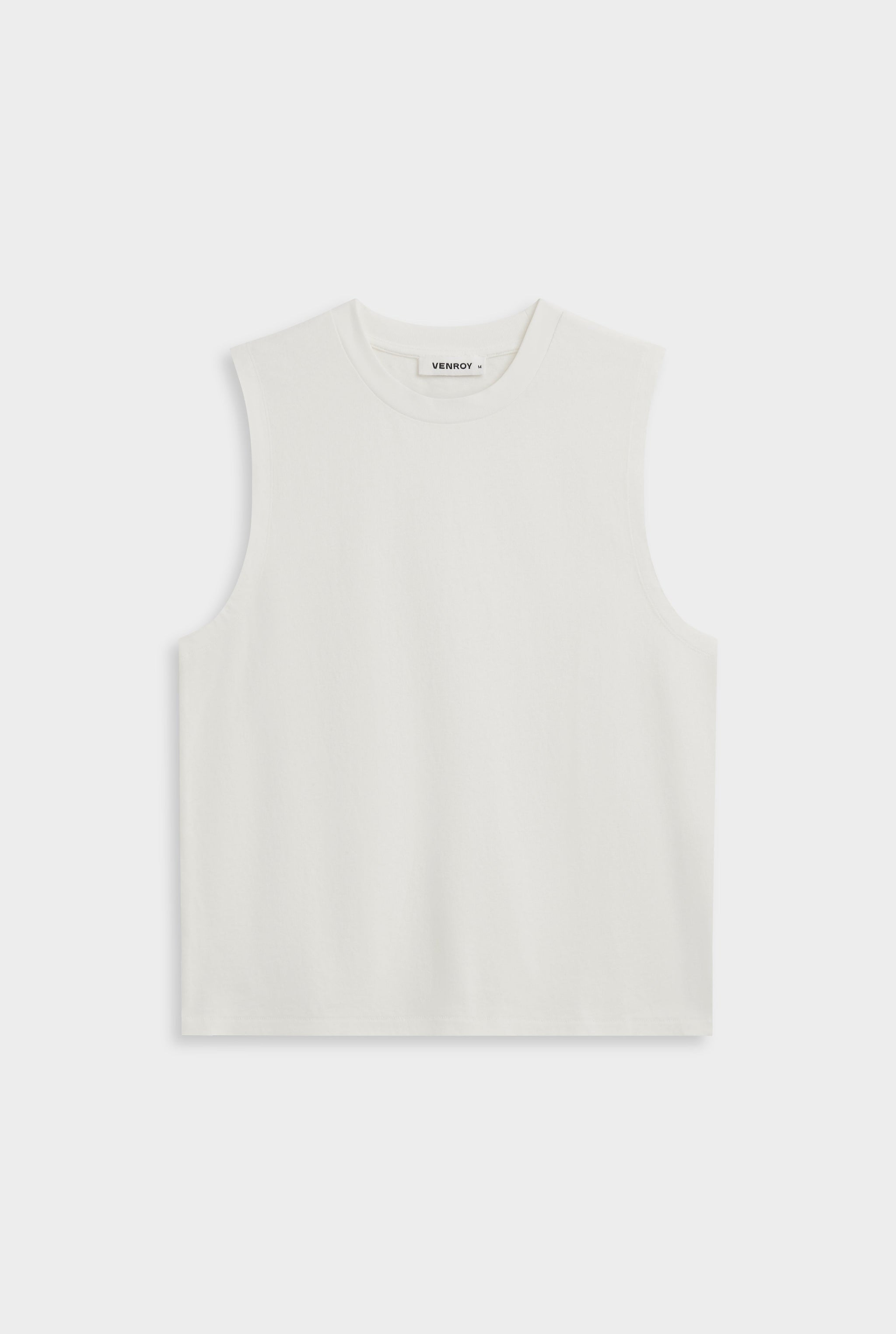 Sleeveless Distressed T Shirt - Off White