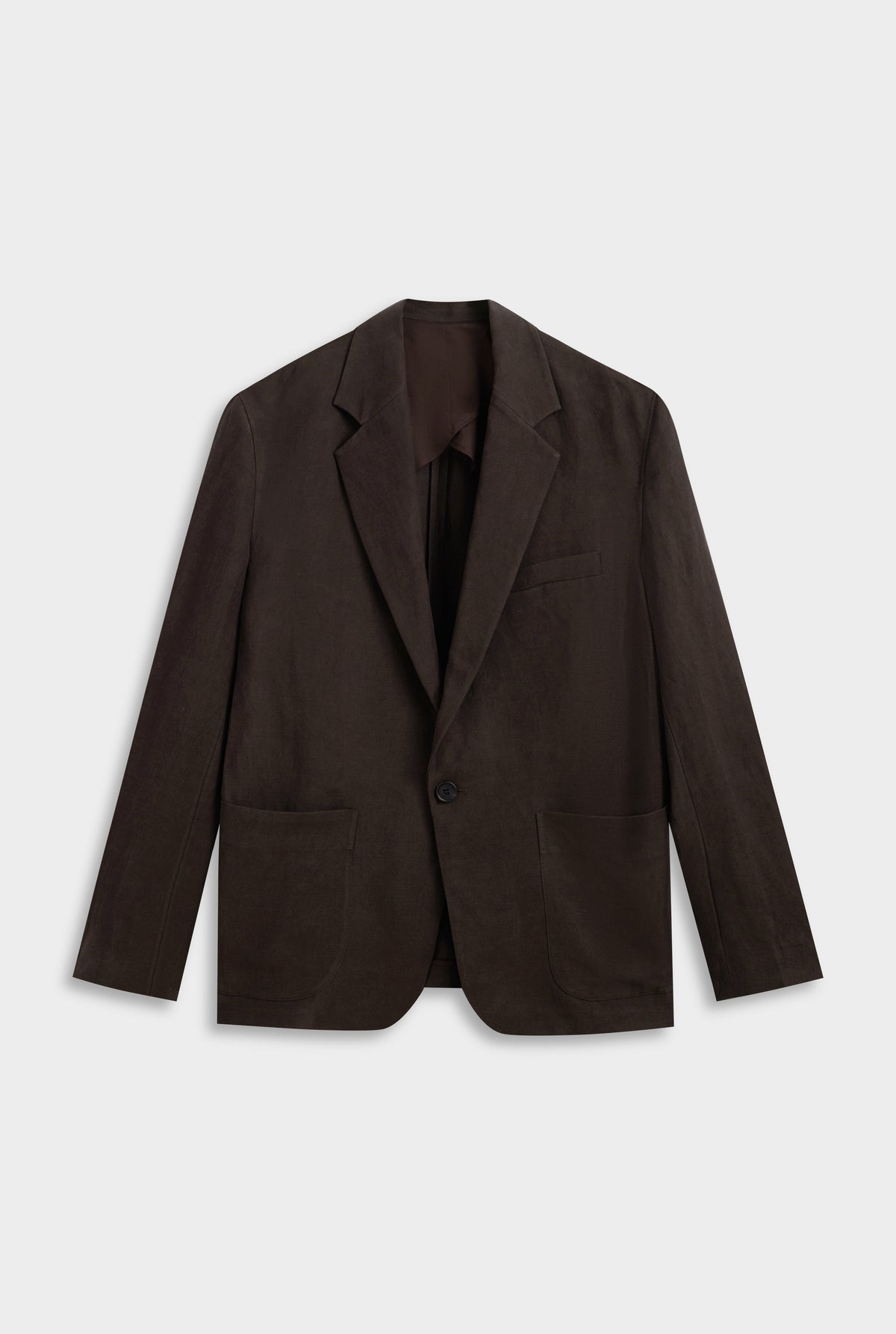 Unstructured Silk Linen Blazer - Dark Chocolate