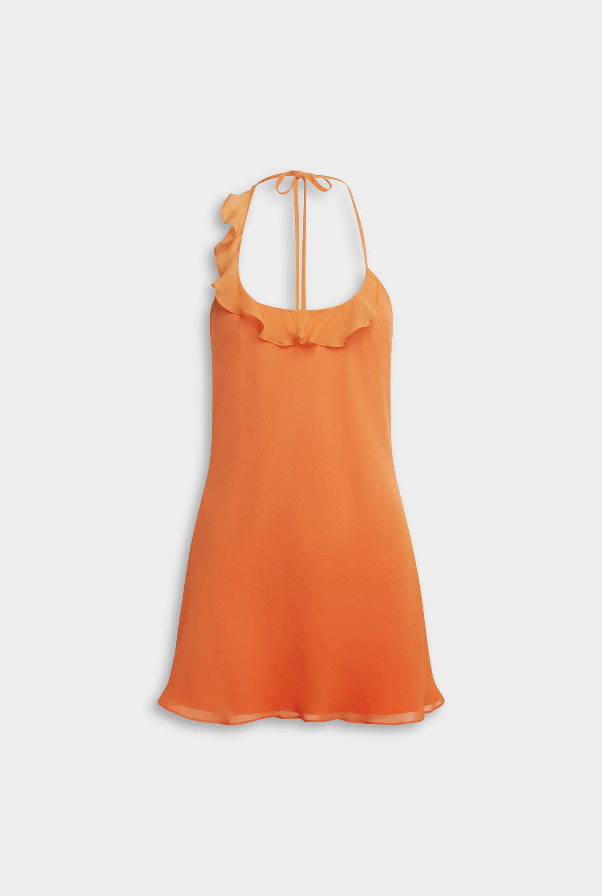 Asymmetric Ruffle Halter Mini Dress - Orange Gradient [[AU_MEDIA:gid://shopify/MediaImage/27957889171543]]