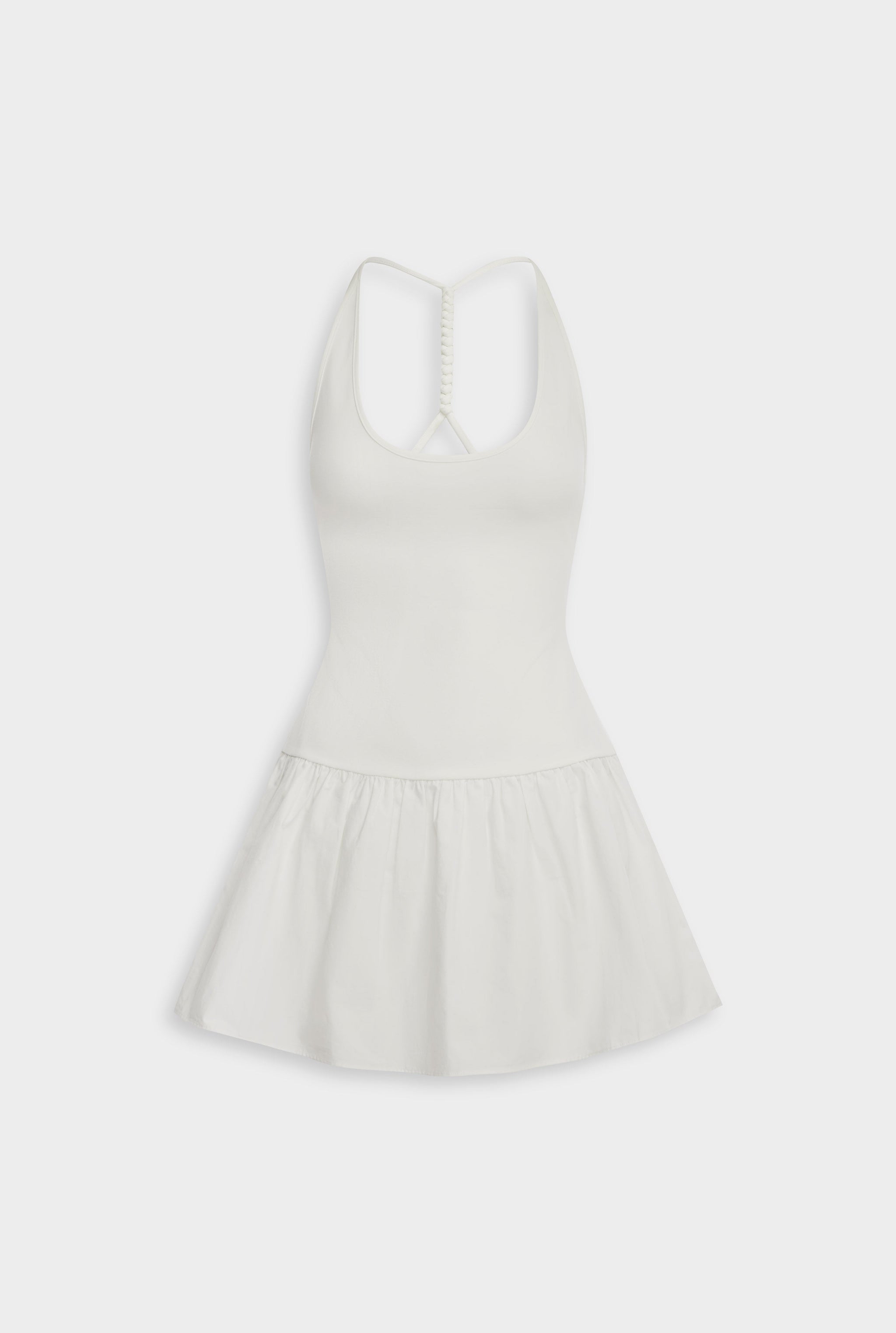 Braided Strap Halter Mini Dress - Off White