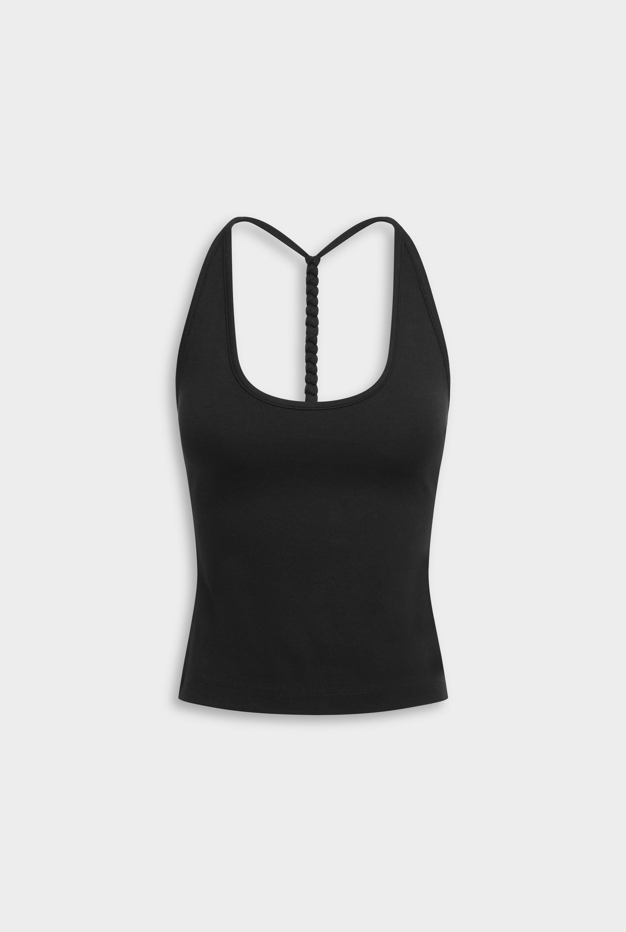 Braided Strap Halter Top - Black