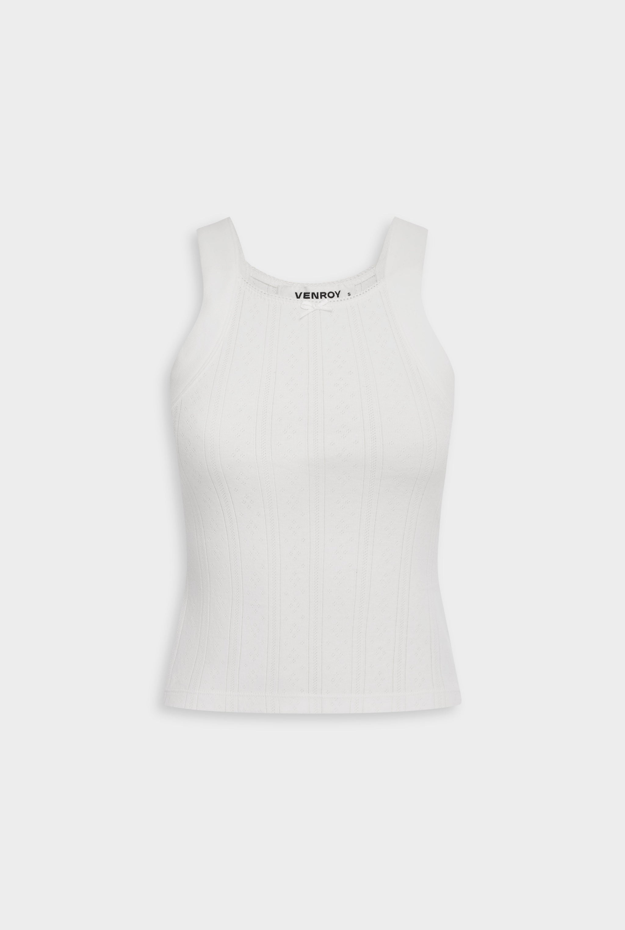 Cotton Pointelle Tank - White