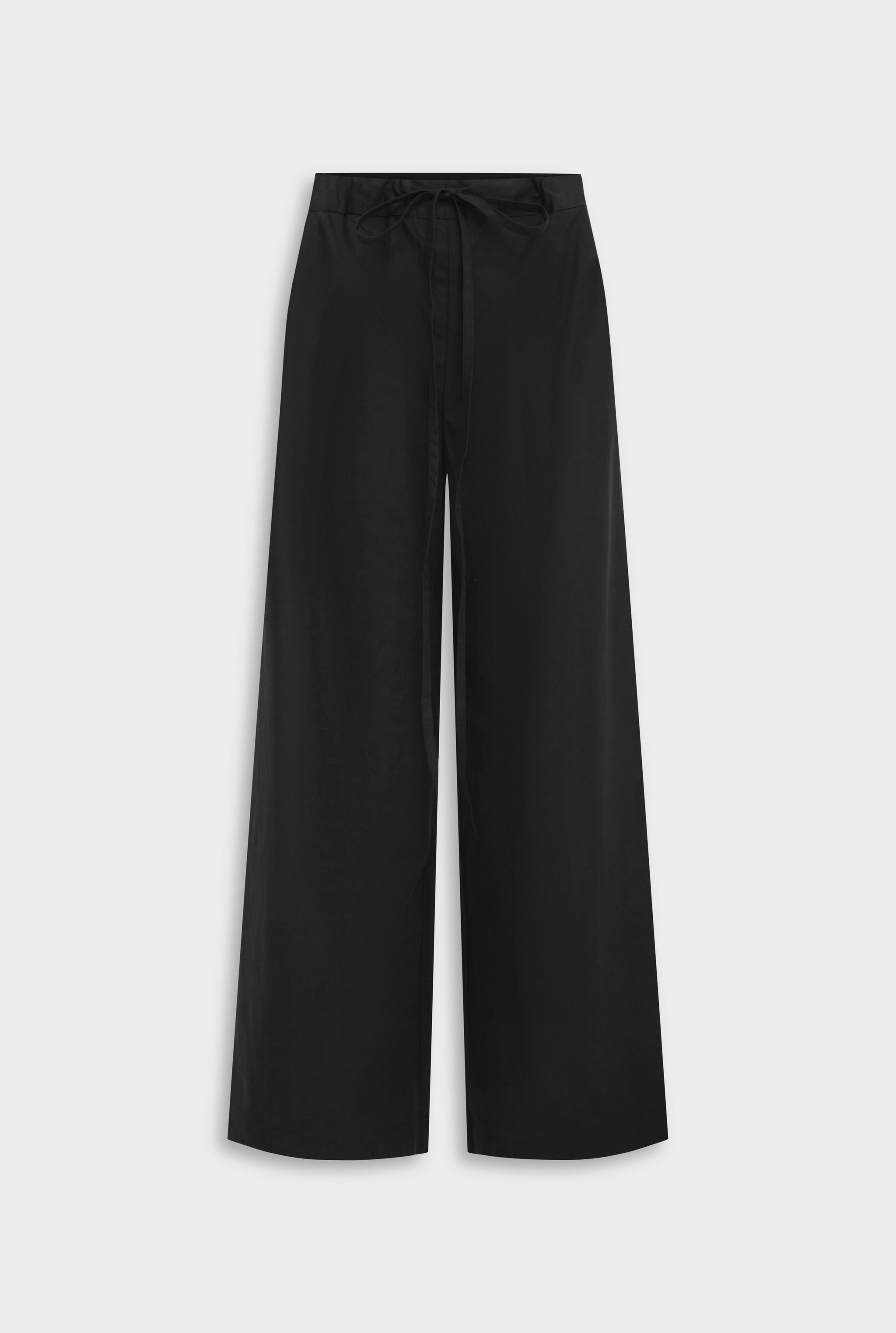 Cotton Poplin Paperbag Pant - Black