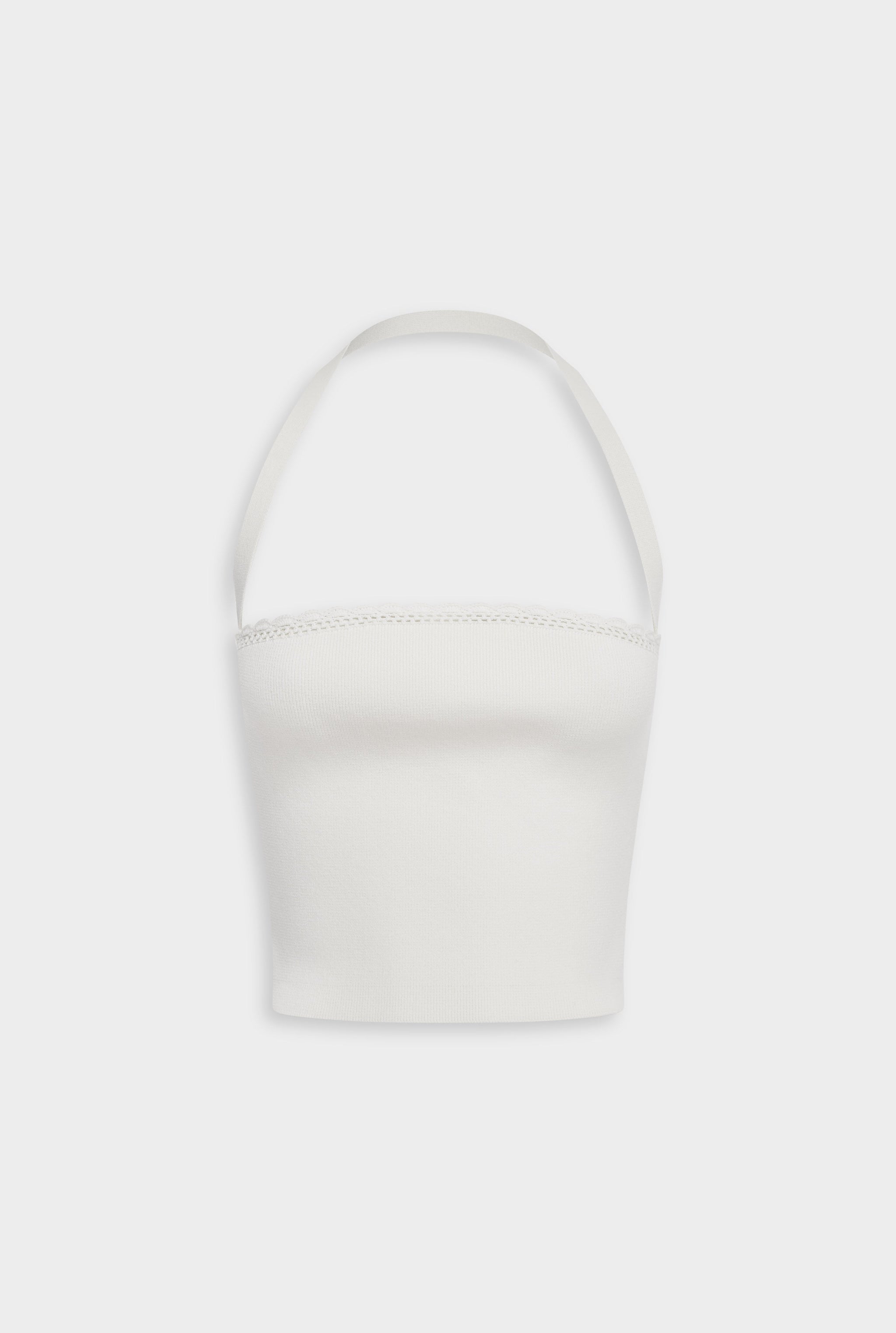 Crochet Trim Knit Halter - Off White