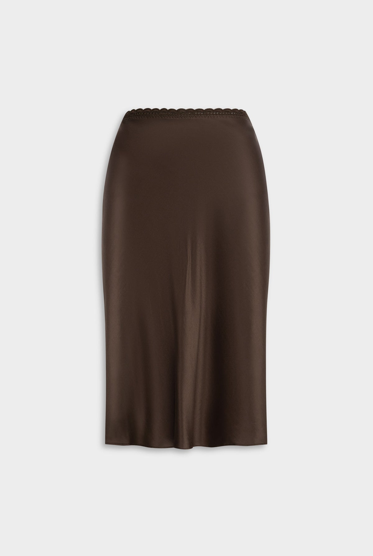 Crochet Trim Slip Skirt - Dark Chocolate
