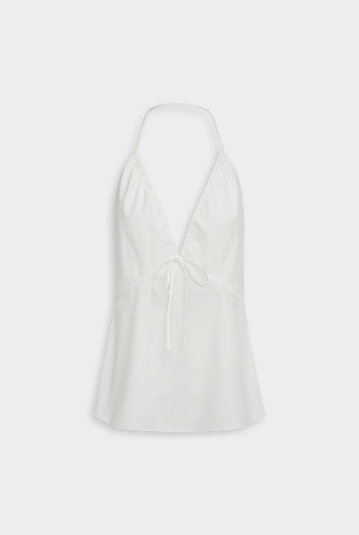 Drawstring Cotton Halter Top - White