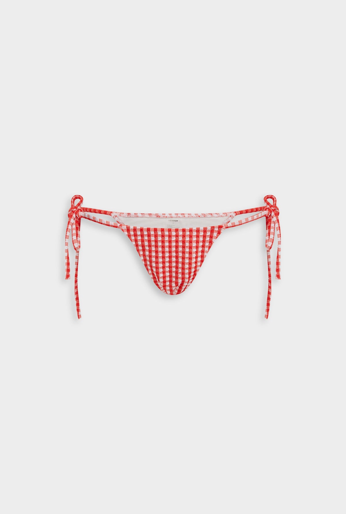 Gingham Tie Side Bikini Brief - Red/White Gingham