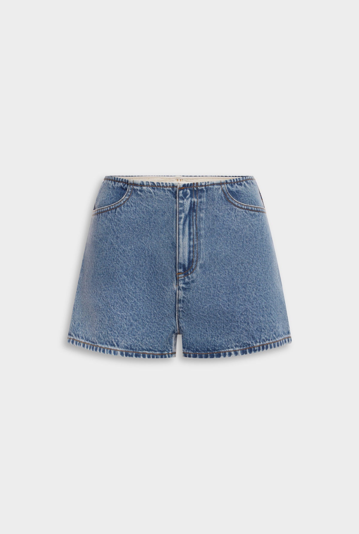 High Rise Denim Short - Mid Indigo [[AU_MEDIA:gid://shopify/MediaImage/27957882421335]]