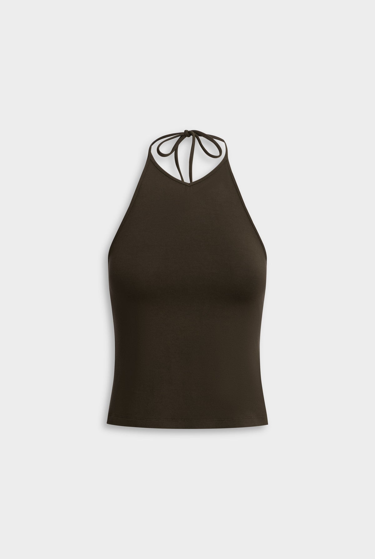 High V Neck Halter Tank - Dark Olive [[AU_MEDIA:gid://shopify/MediaImage/27957863907415]]