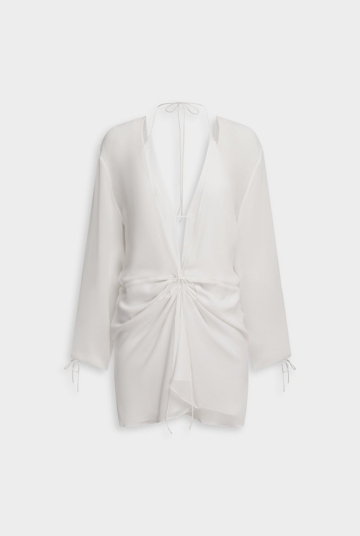 Layered Long Sleeve Silk Mini Dress - White [[AU_MEDIA:gid://shopify/MediaImage/27957875998807]]