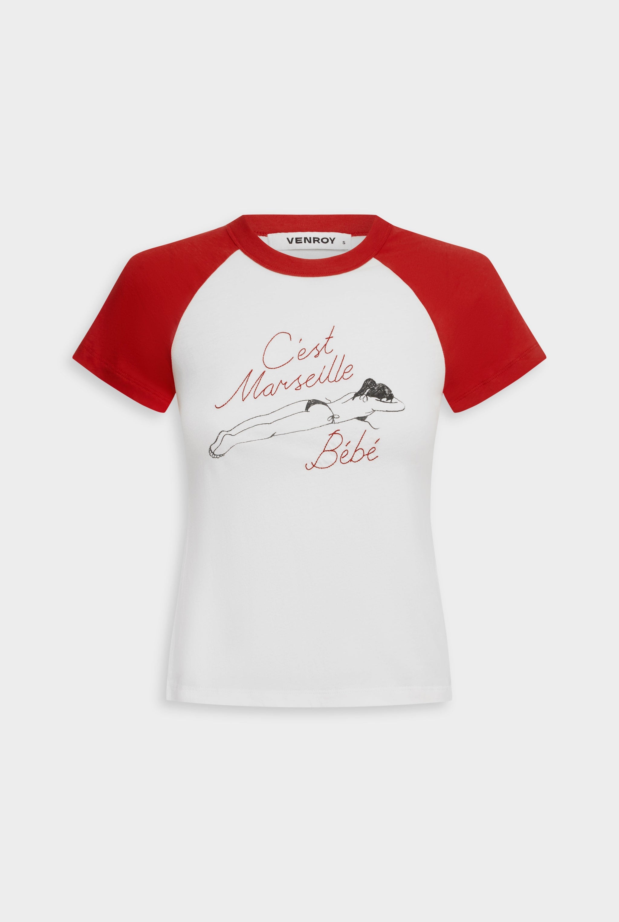 Lightweight Raglan Baby Tee - Off White/Red