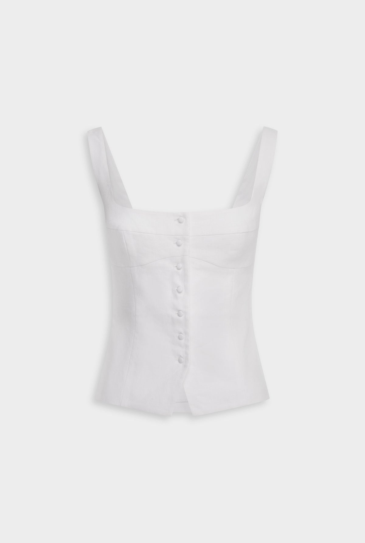 Linen Panelled Bodice Top - White