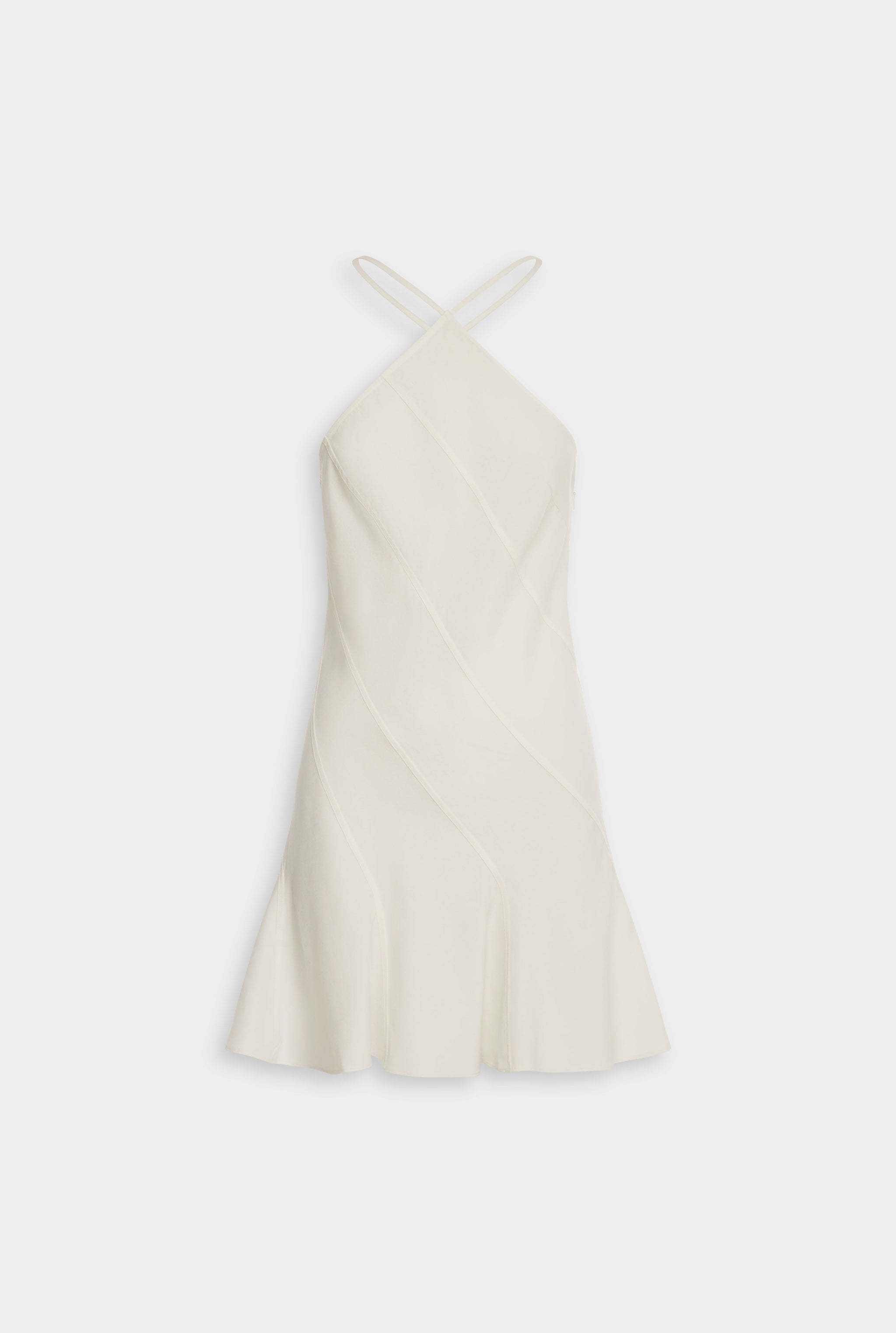 Venroy Panelled Tencel Halter Mini Dress - Off White