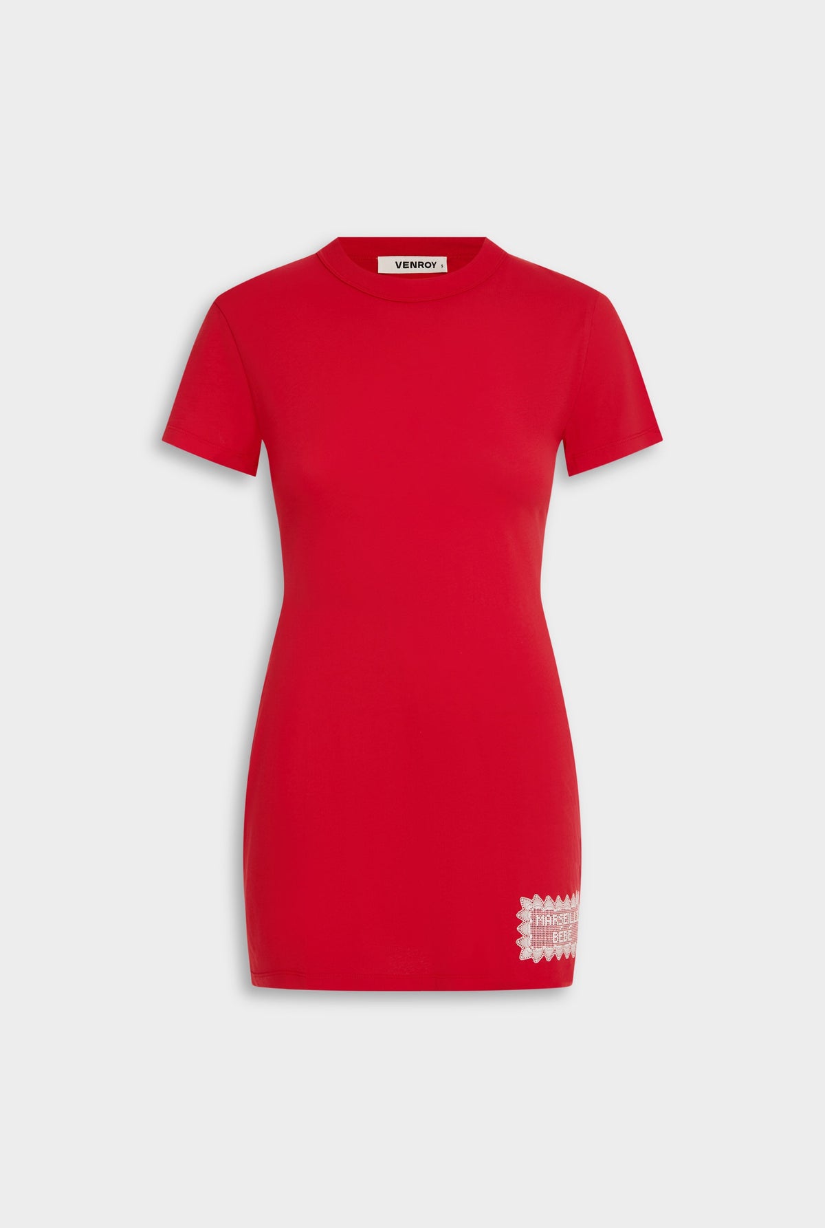 Pigment Dyed Baby Tee Mini Dress - Red/Marseille Doily