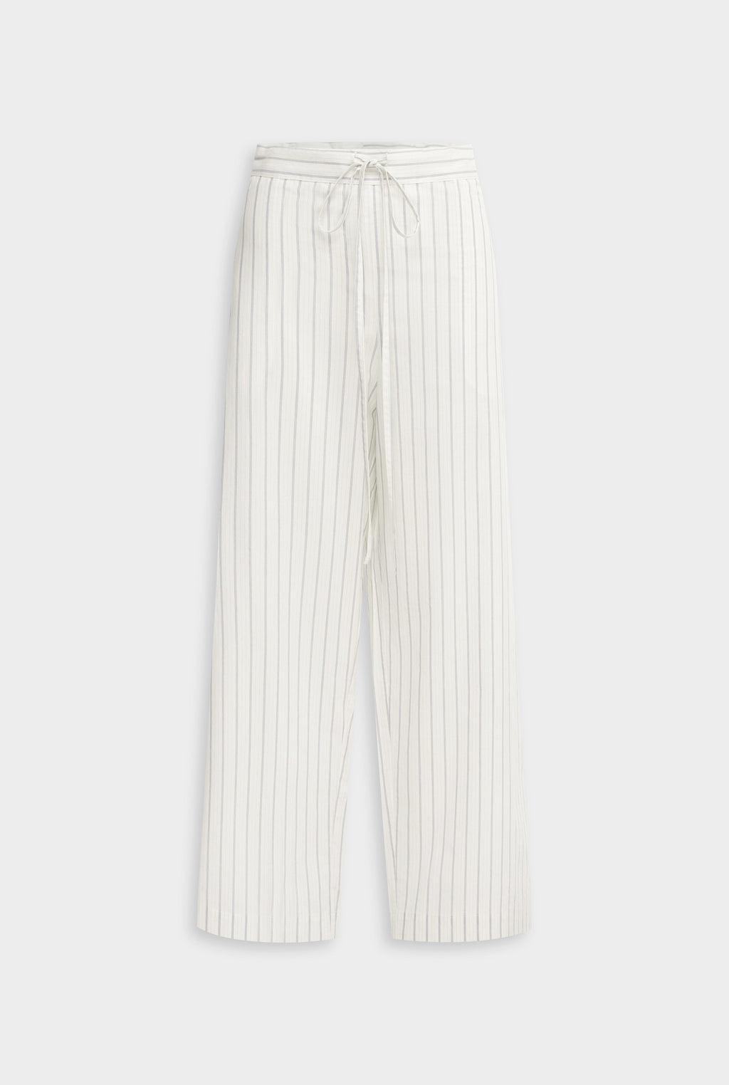 Venroy Stripe Cotton Paperbag Pant - Off White/Blue Stripe