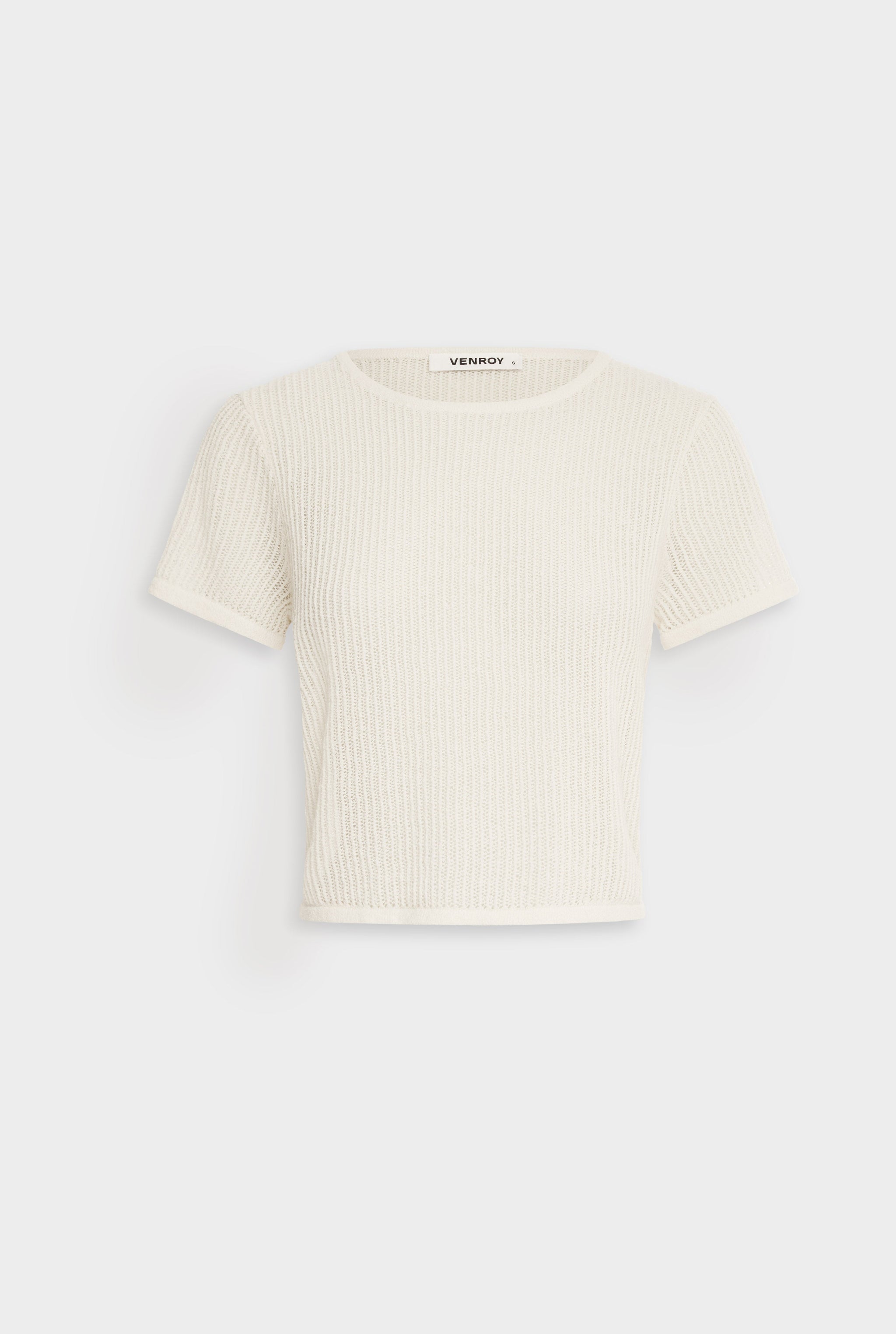 Venroy Terry Knit Crop Tee - White