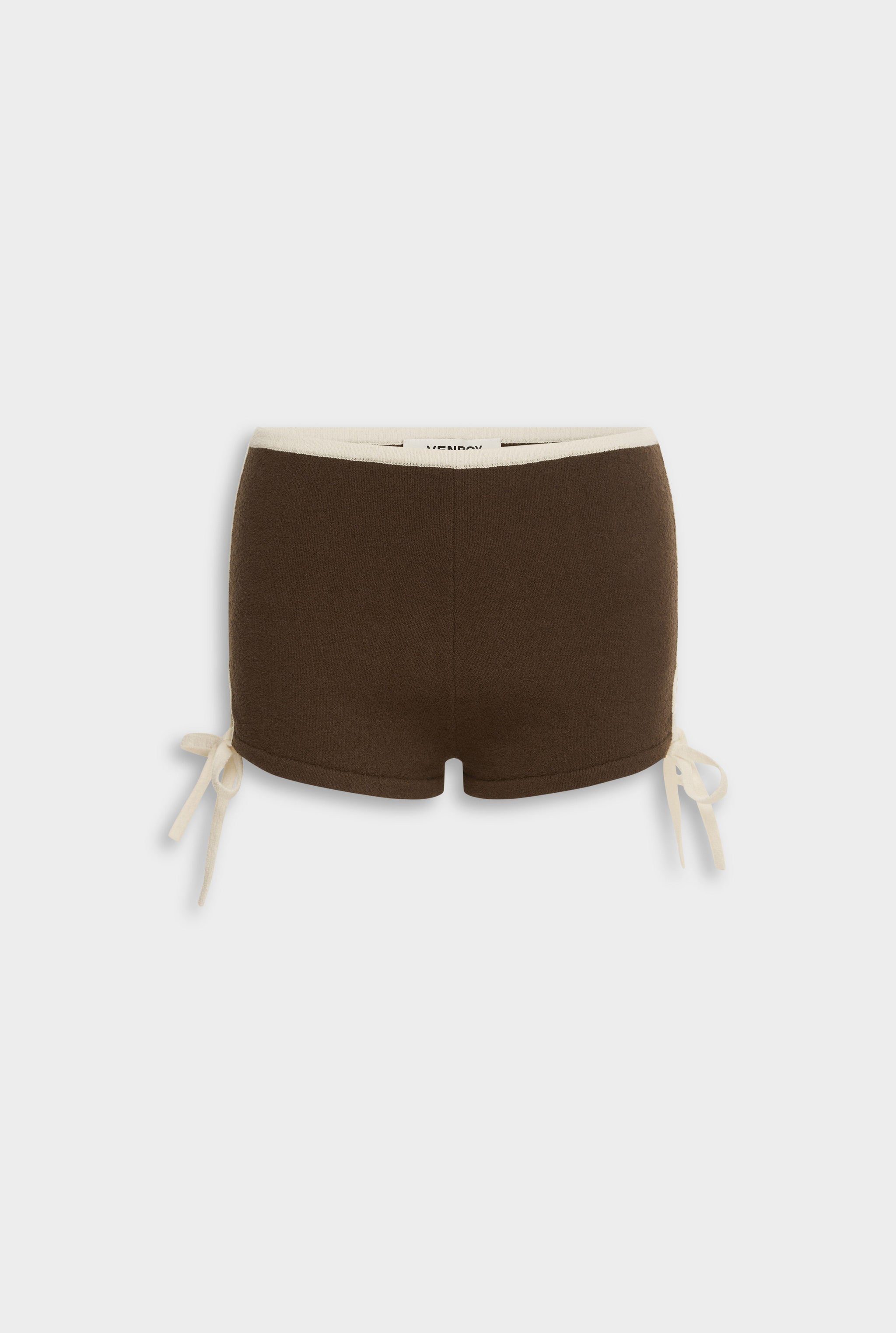 Venroy Terry Knit Tie Short - Chocolate/White