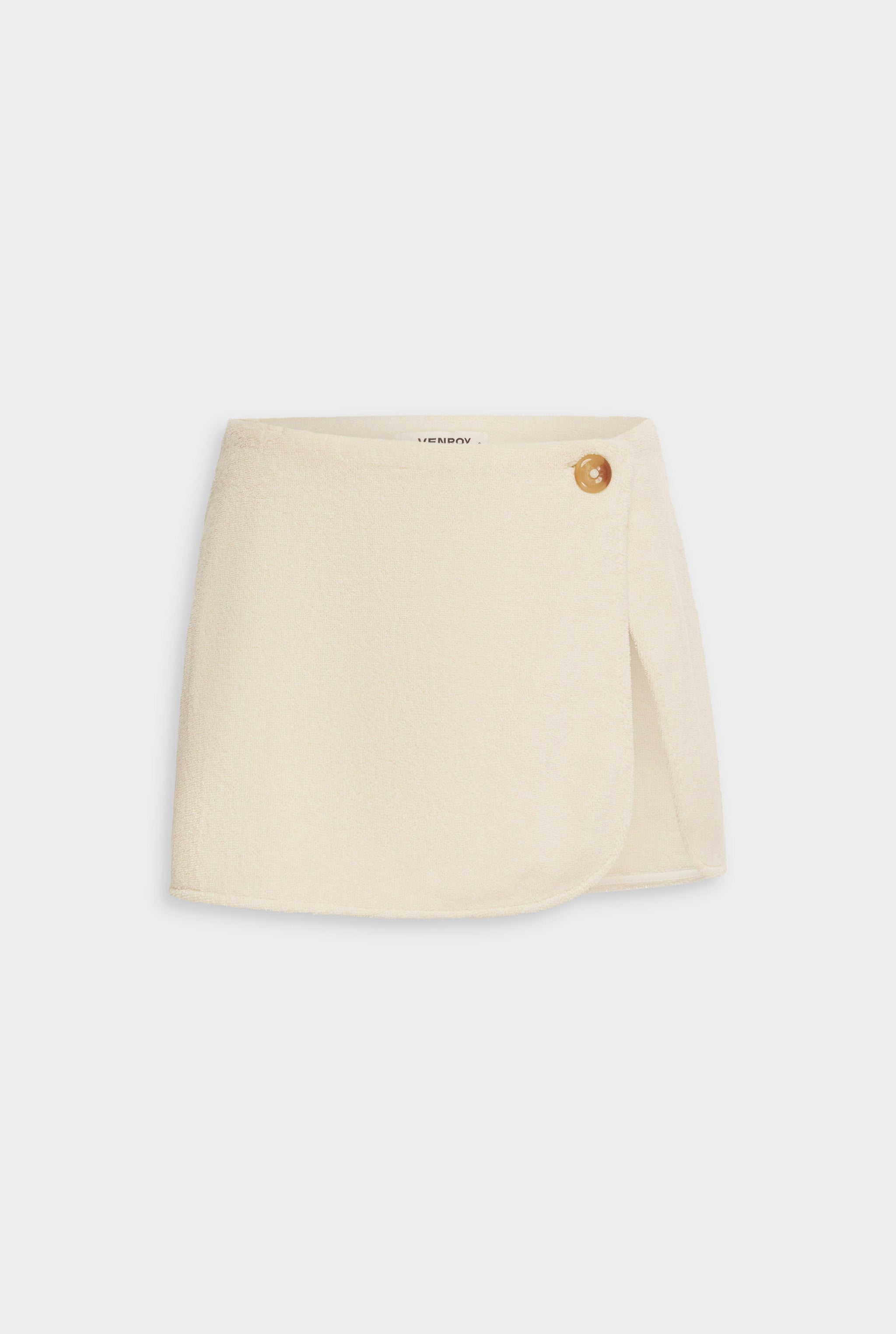 Venroy Terry Wrap Mini Skirt - Ecru