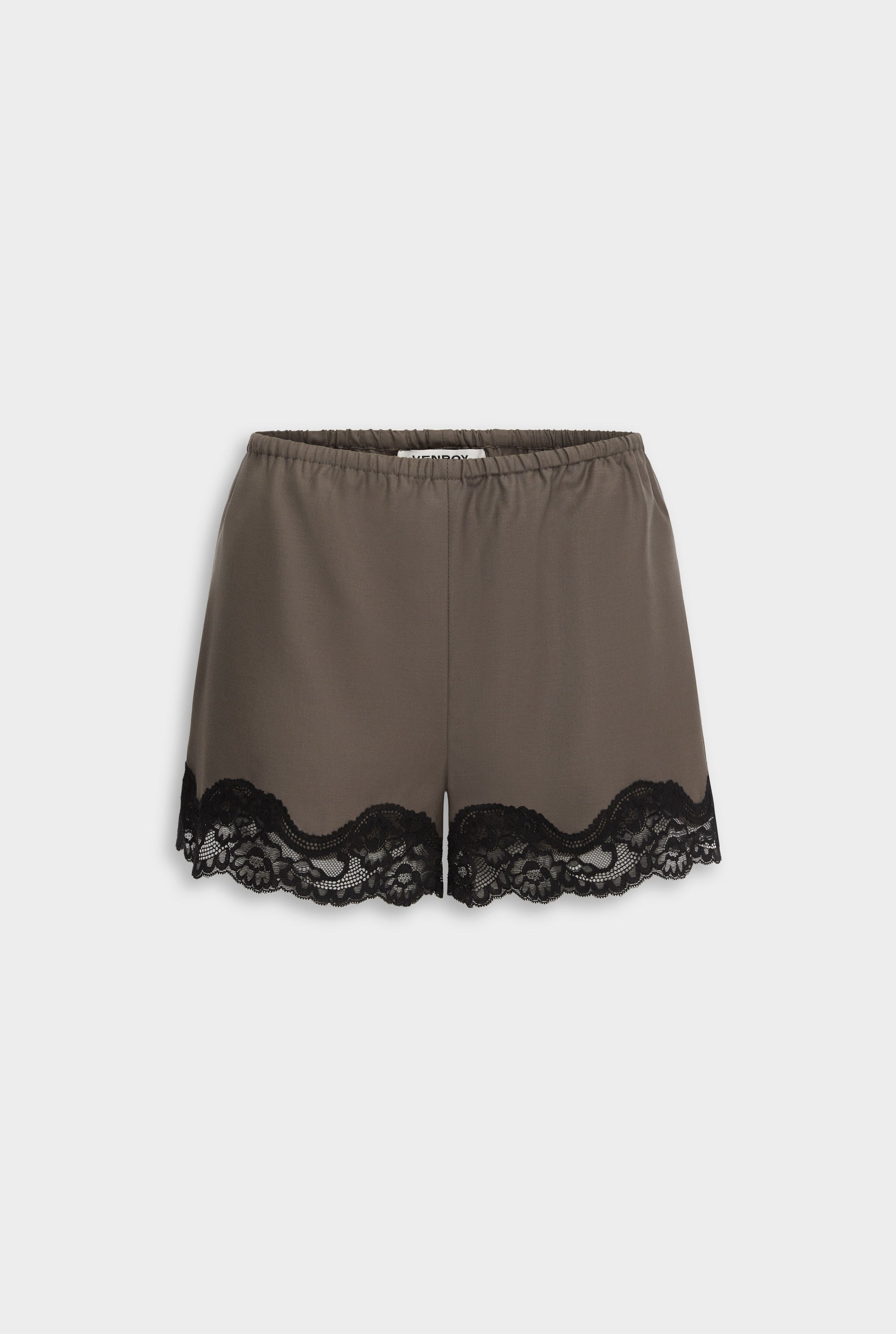 Wool Lace Trim Short - Mocha