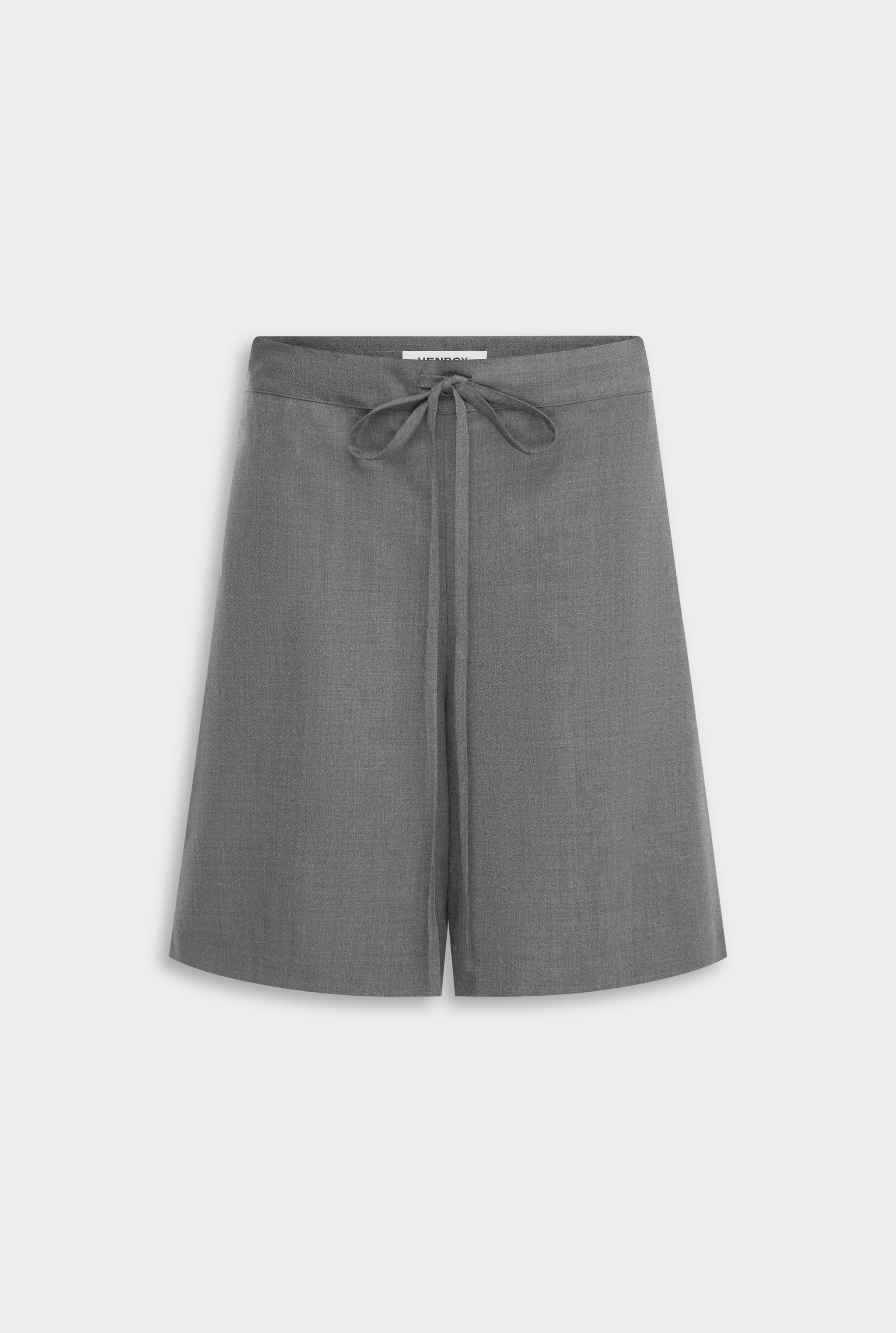 Venroy Drawstring Wool Bermuda Short - Dark Grey Marl