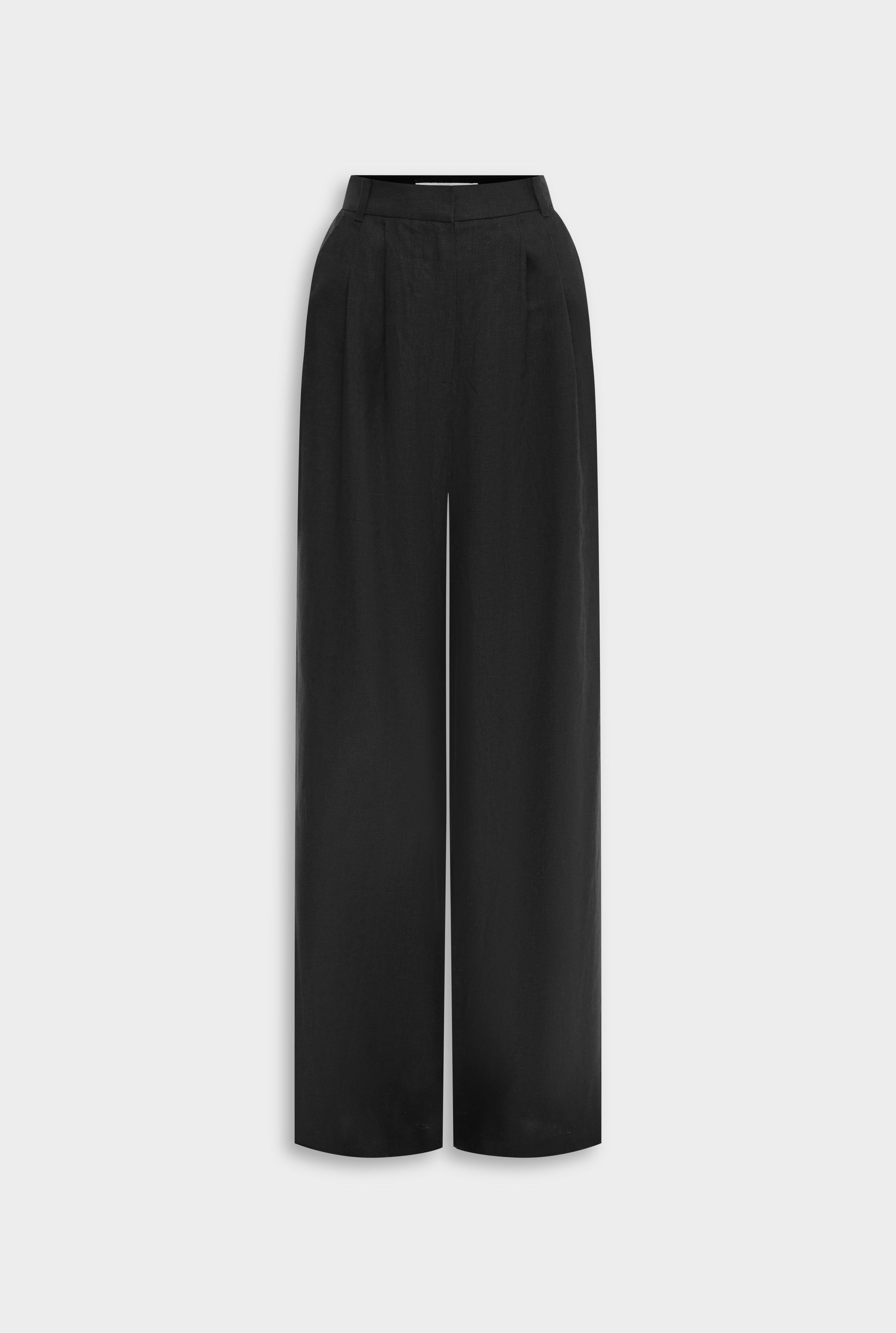 Venroy Fixed Waist Linen Trouser - Black