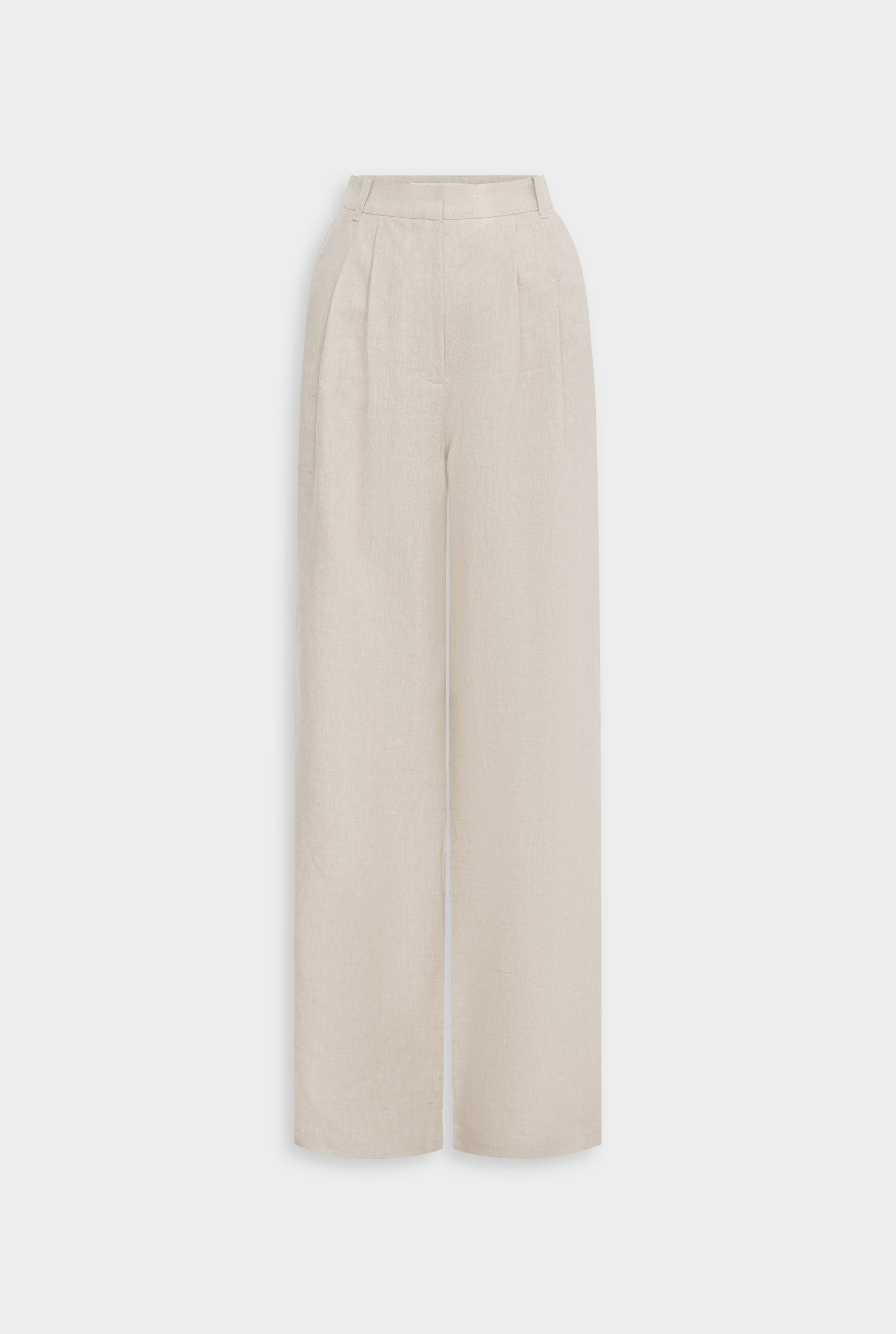 Venroy Fixed Waist Linen Trouser - Sand