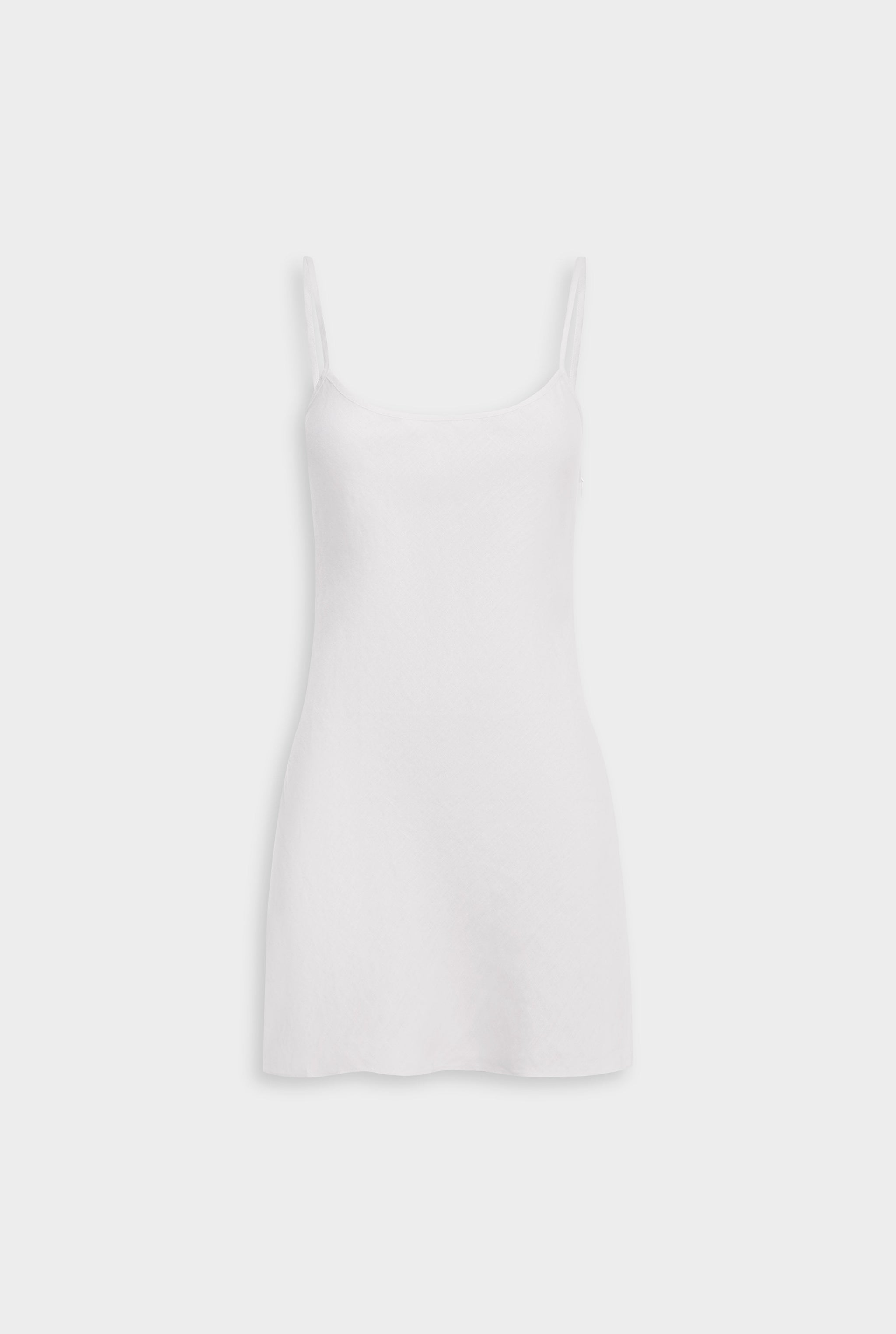 Venroy Linen Bias Mini Dress - White