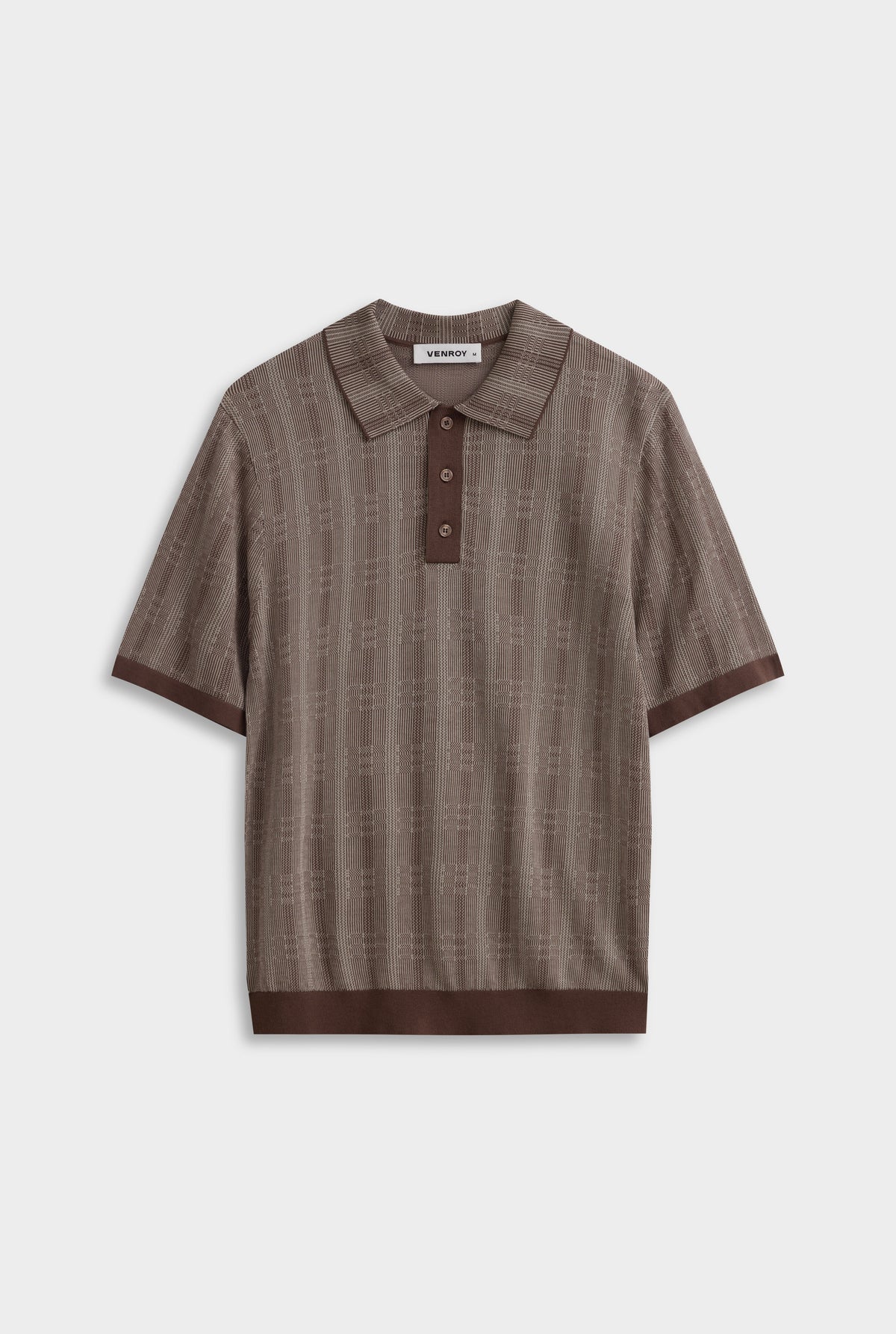 Geo Tencel Cotton Silk Polo - Coffee/Light Beige [[AU_MEDIA:gid://shopify/MediaImage/27958667477079]]
