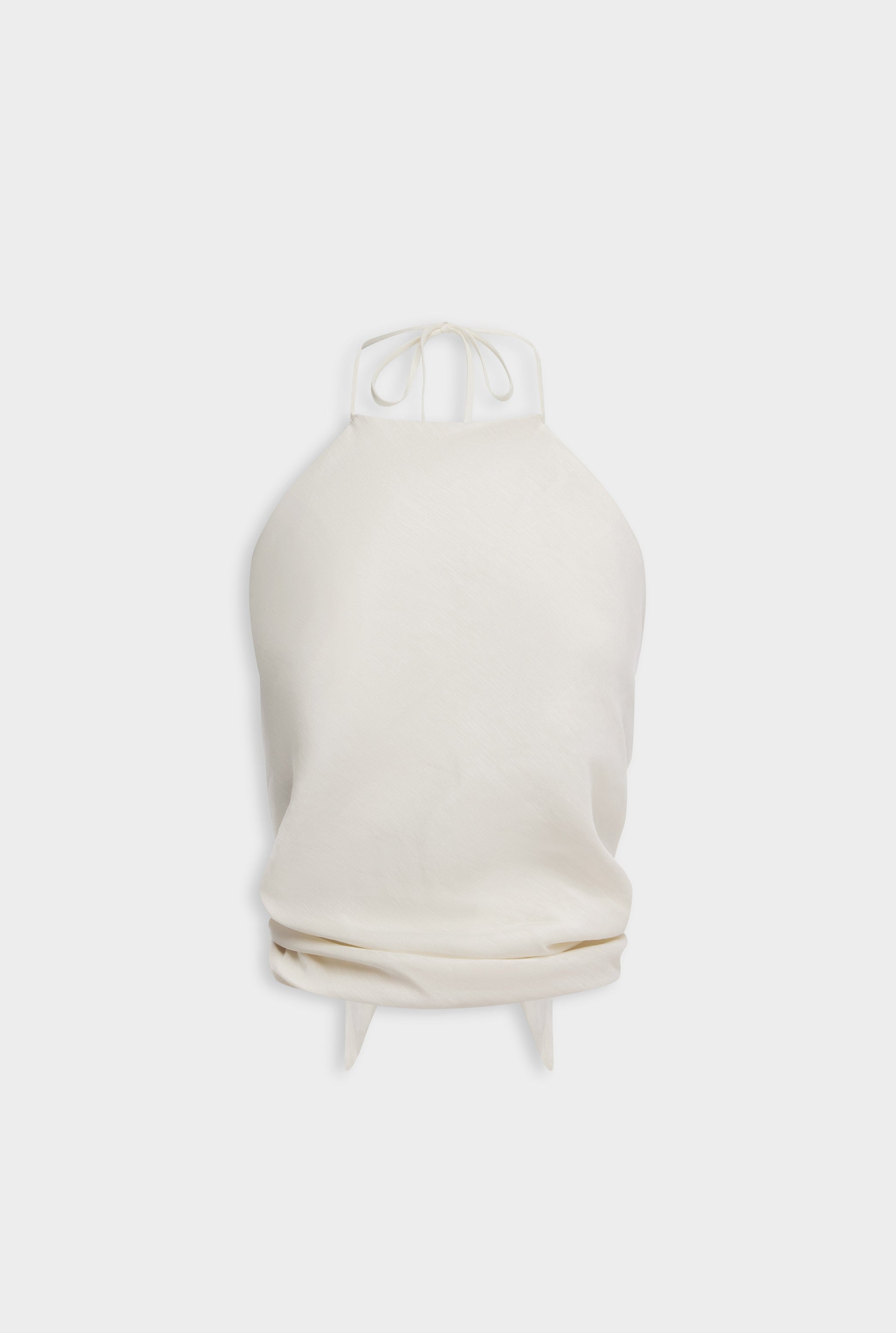 Silk Linen Scarf Halter Top - Off White