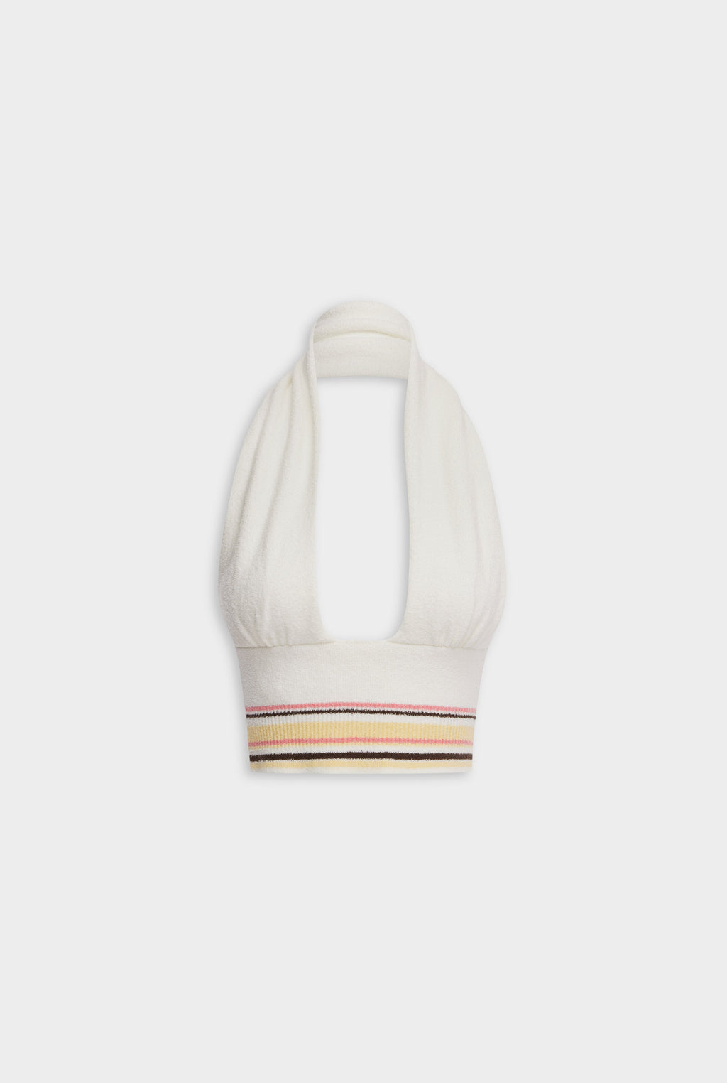 Terry Knit Halter - Off White/Multi Stripe