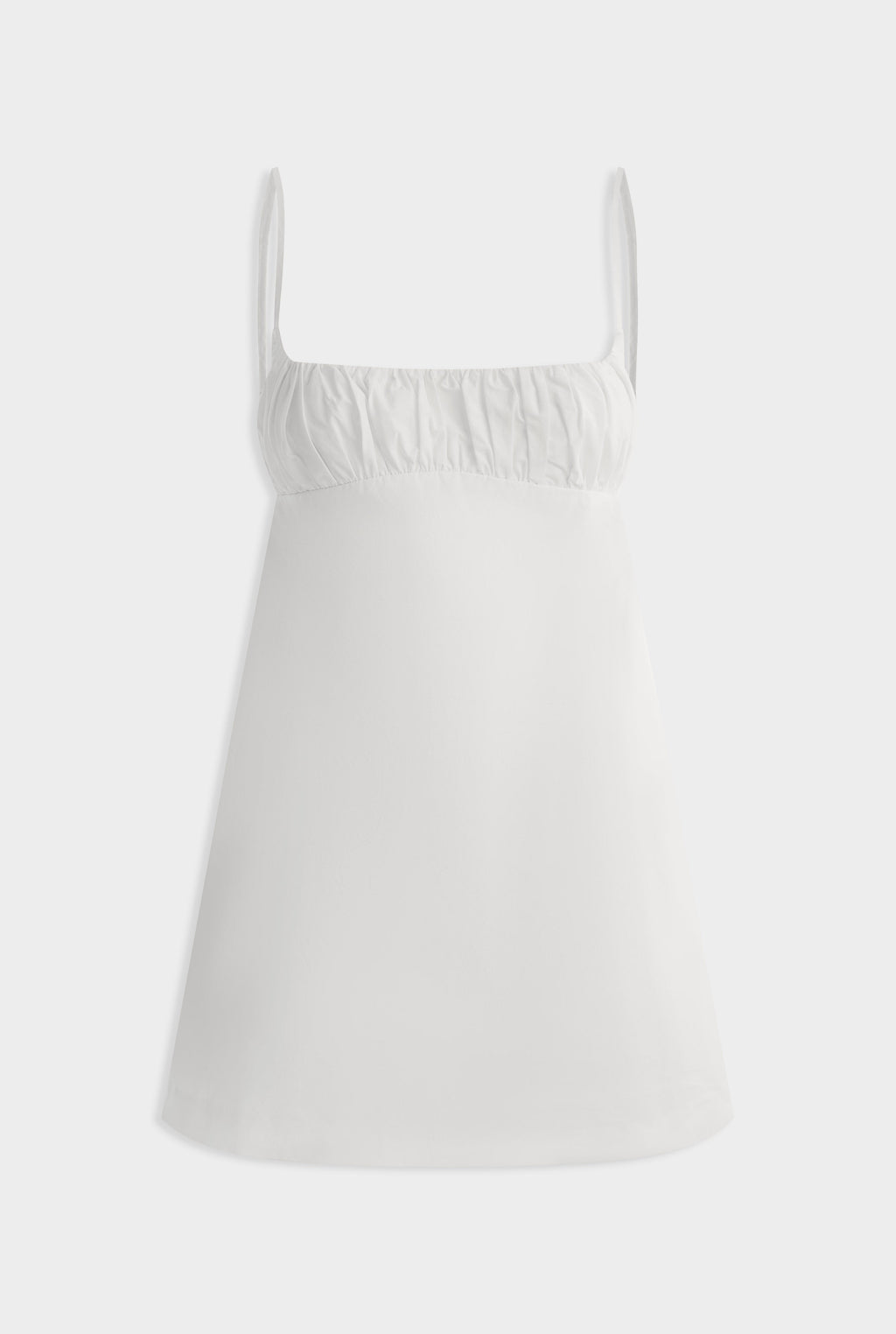 Gathered Bodice Mini Dress - White